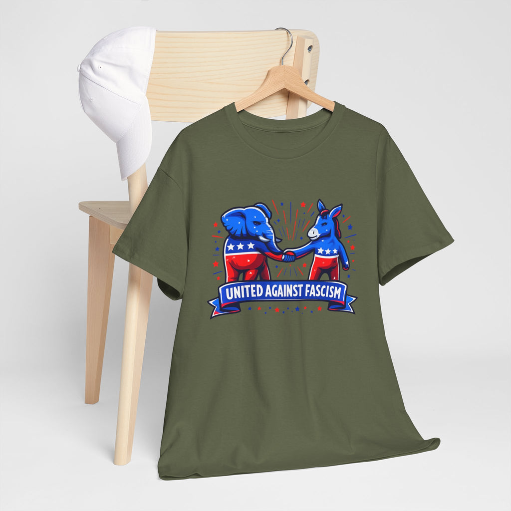 United Against Fascism Democratic Donkey and Republican Elephant T-Shirt