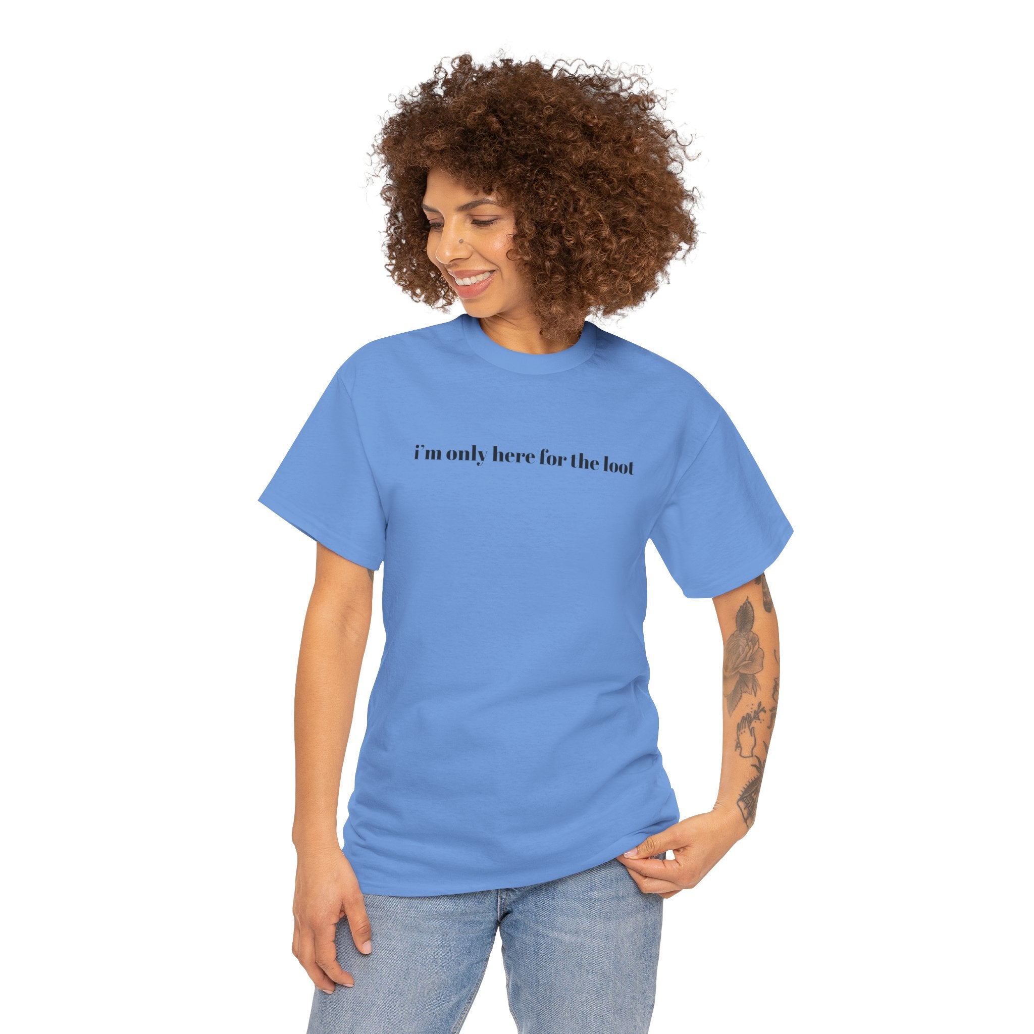 i'm only here for the loot T-Shirt | minimal text tee, white casual top