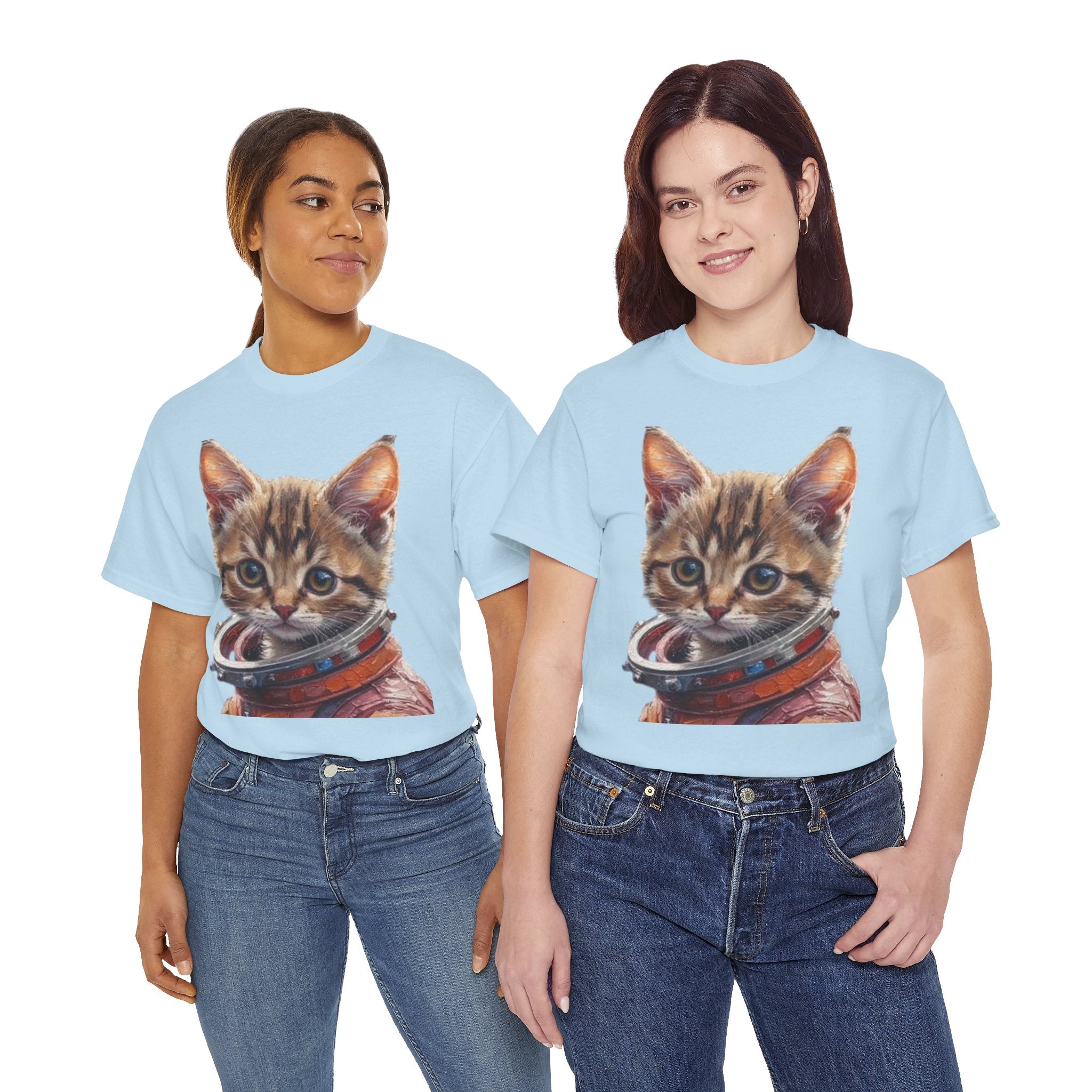 Astronaut Kitty Unisex Heavy Cotton Tee, Cute Cat Shirt, Animal lover gift, Space themed apparel, Funny cat t-shirt, Unique cat design