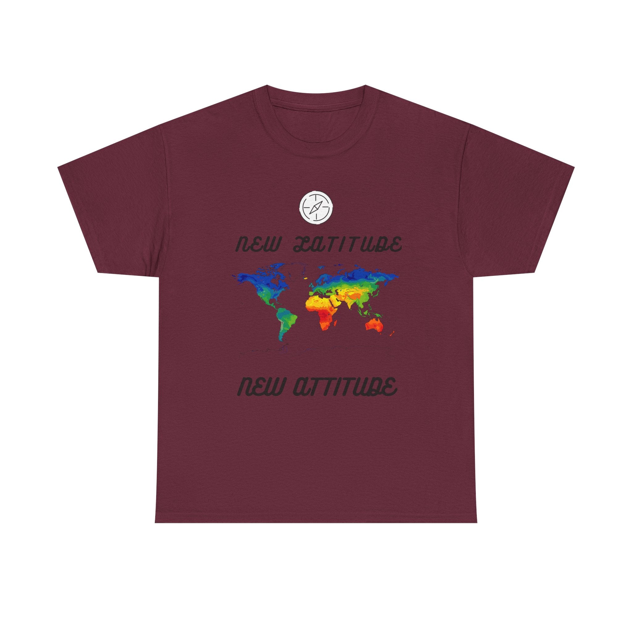 New Latitude New Attitude world map T-Shirt | rainbow map graphic