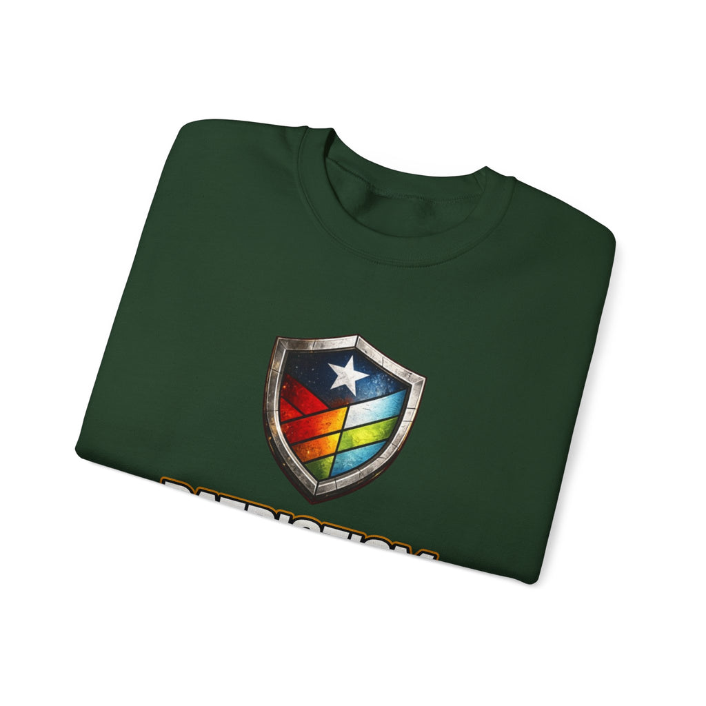 Patriotism Means Protecting Everyone Sweatshirt | Rainbow Shield Flag Design