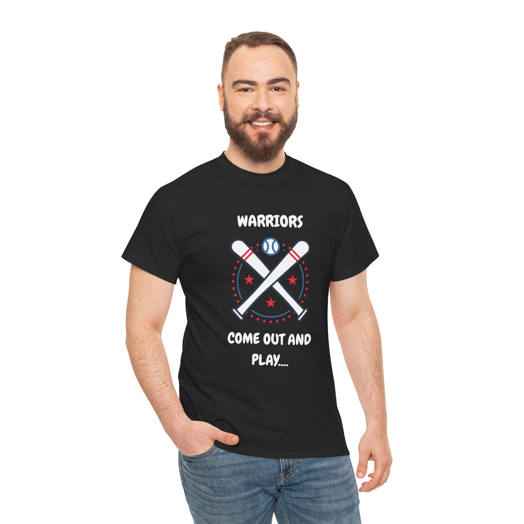 Warriors crossed baseball bats Come Out And Play T-Shirt | Baseball Team Tee