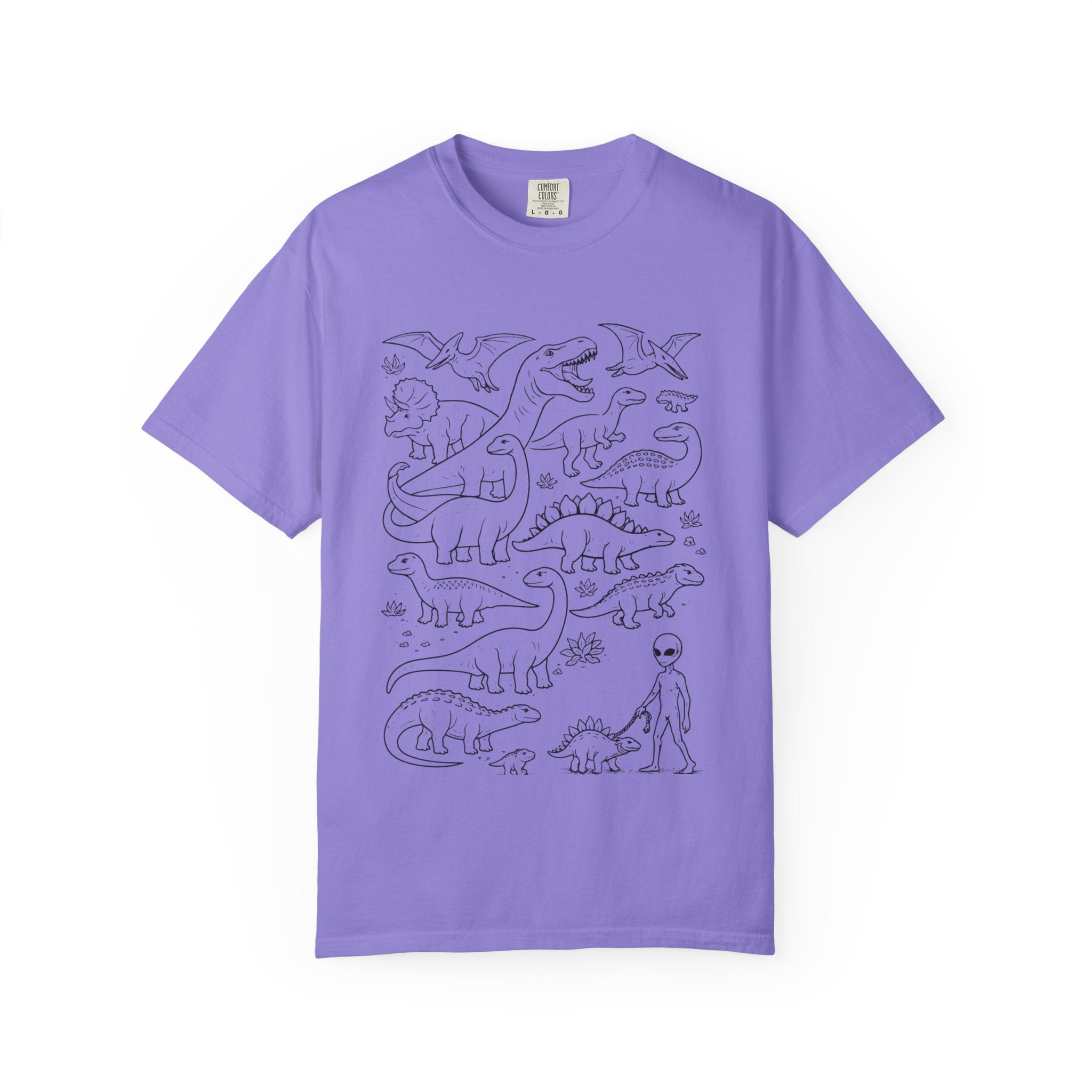 Dinosaur Doodle Tee — Alien & Dino Line Art T-Shirt