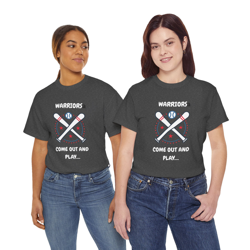 Warriors crossed baseball bats Come Out And Play T-Shirt | Baseball Team Tee