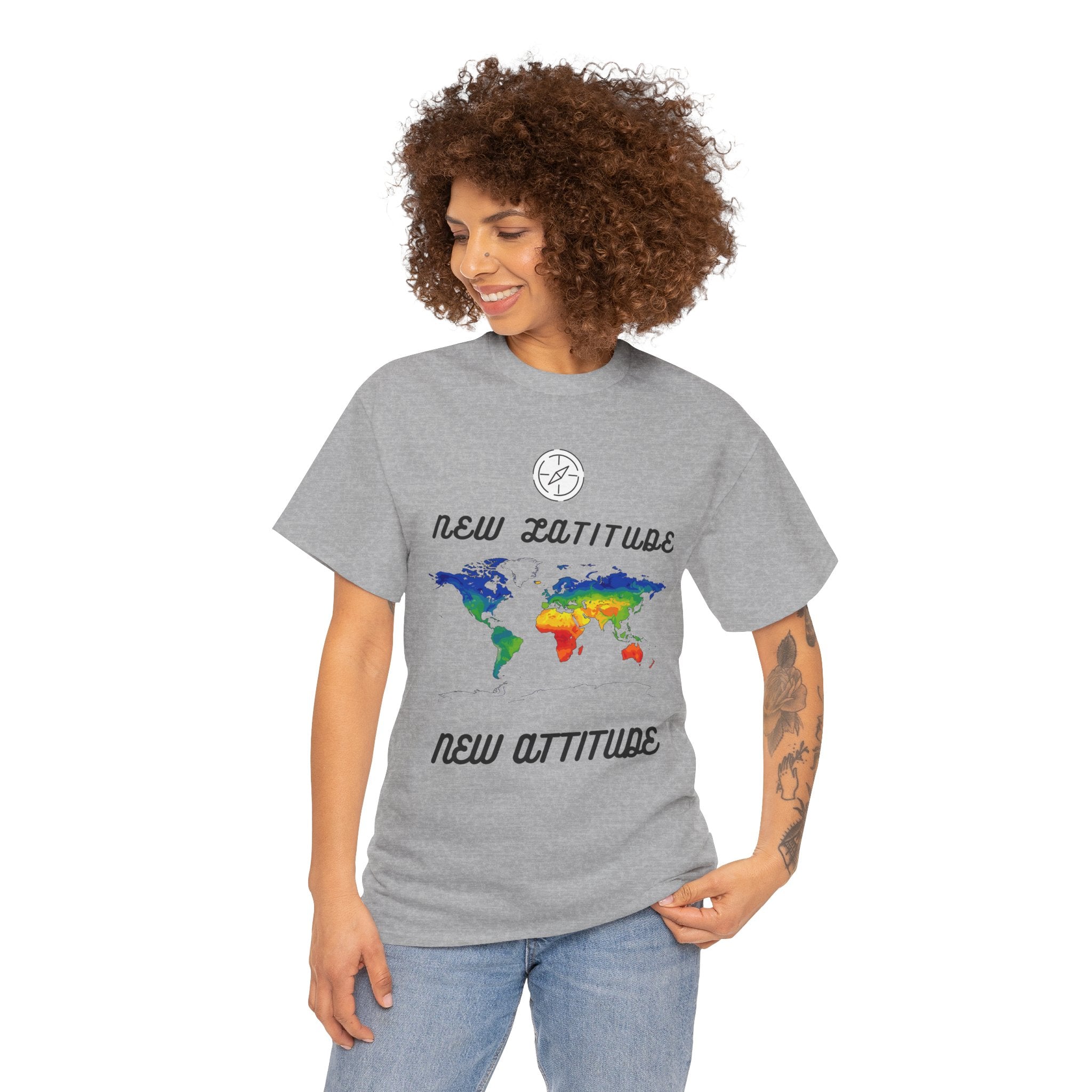 New Latitude New Attitude world map T-Shirt | rainbow map graphic