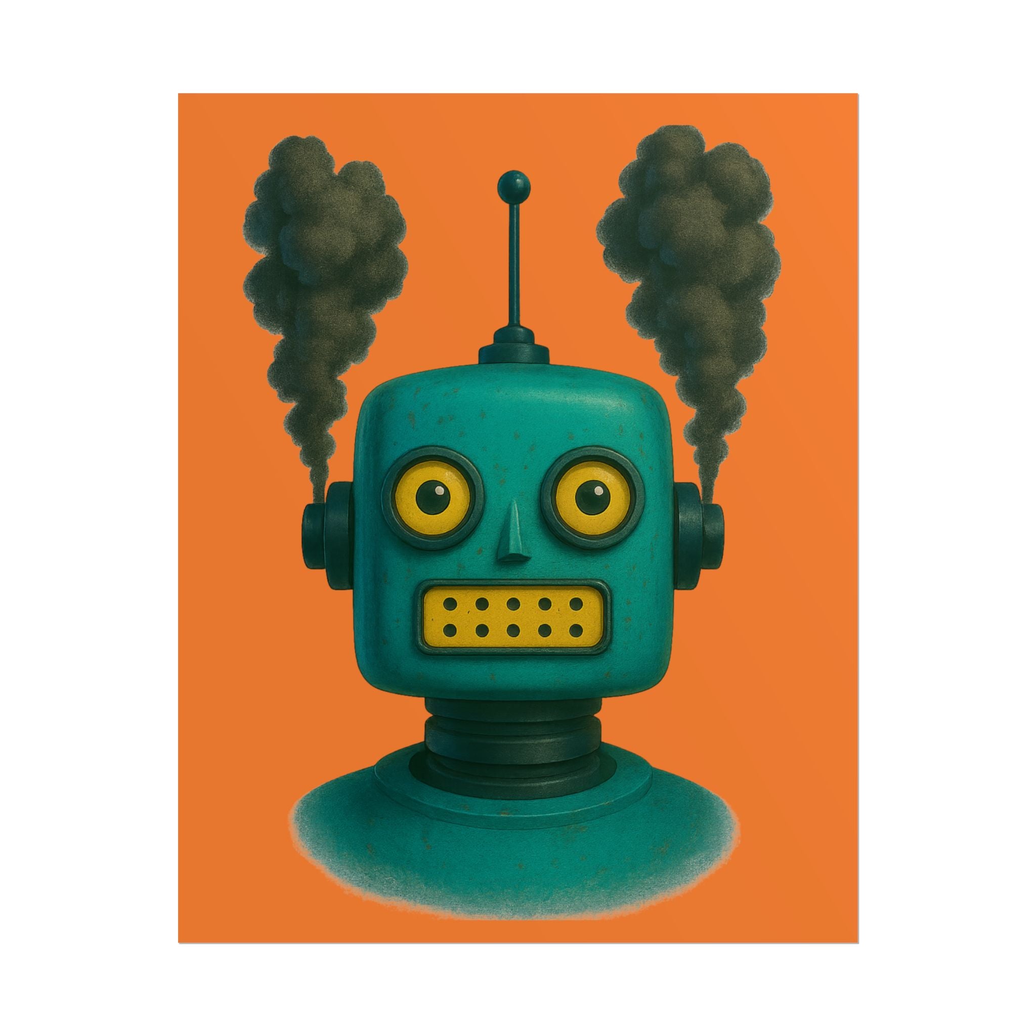 Whimsical Robot Art Print, Fun Wall Art for Kids' Rooms, Playful Home Decor, Unique Gift for Tech Lovers, Colorful Poster