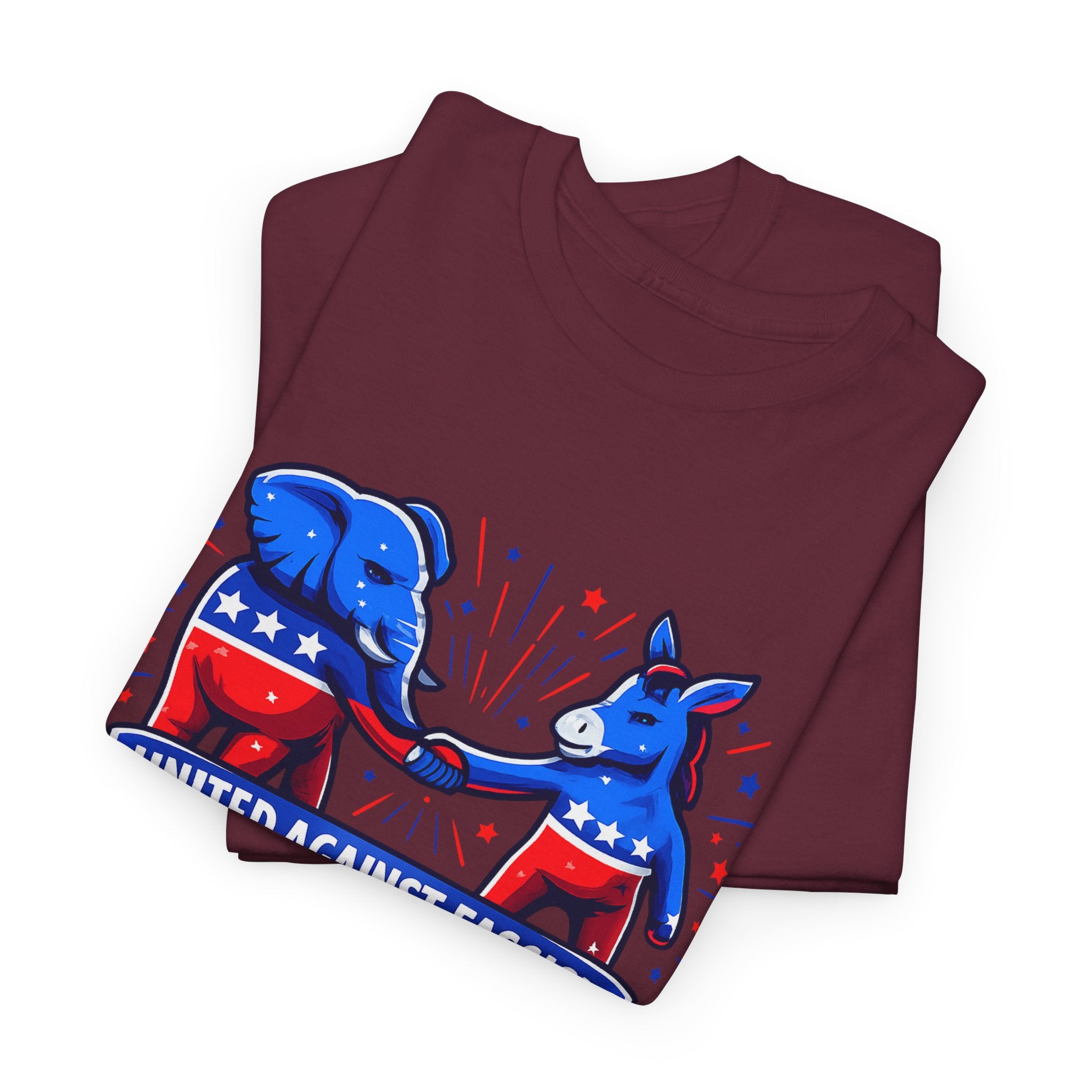 United Against Fascism Democratic Donkey and Republican Elephant T-Shirt