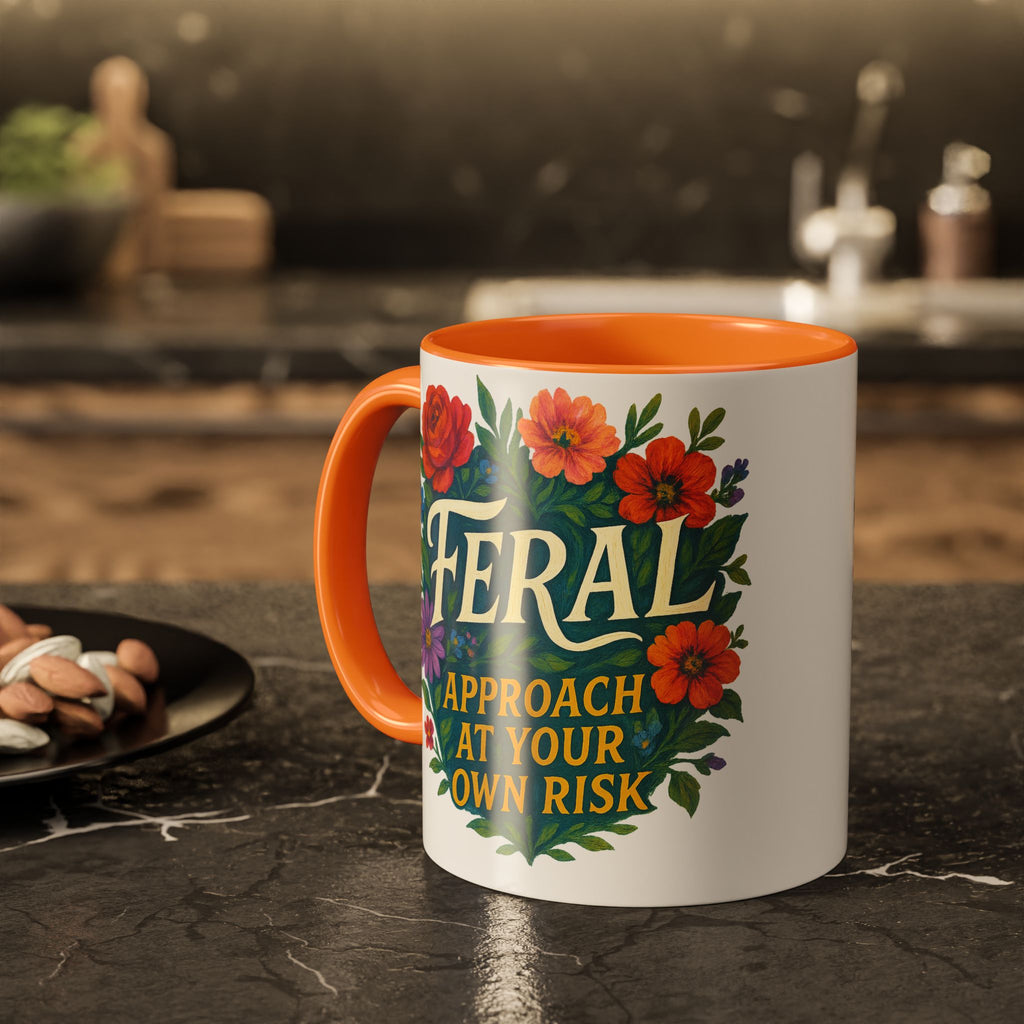 Feral Approach at Your Own Risk Mug | Floral Illustration, Ceramic Coffee Cup