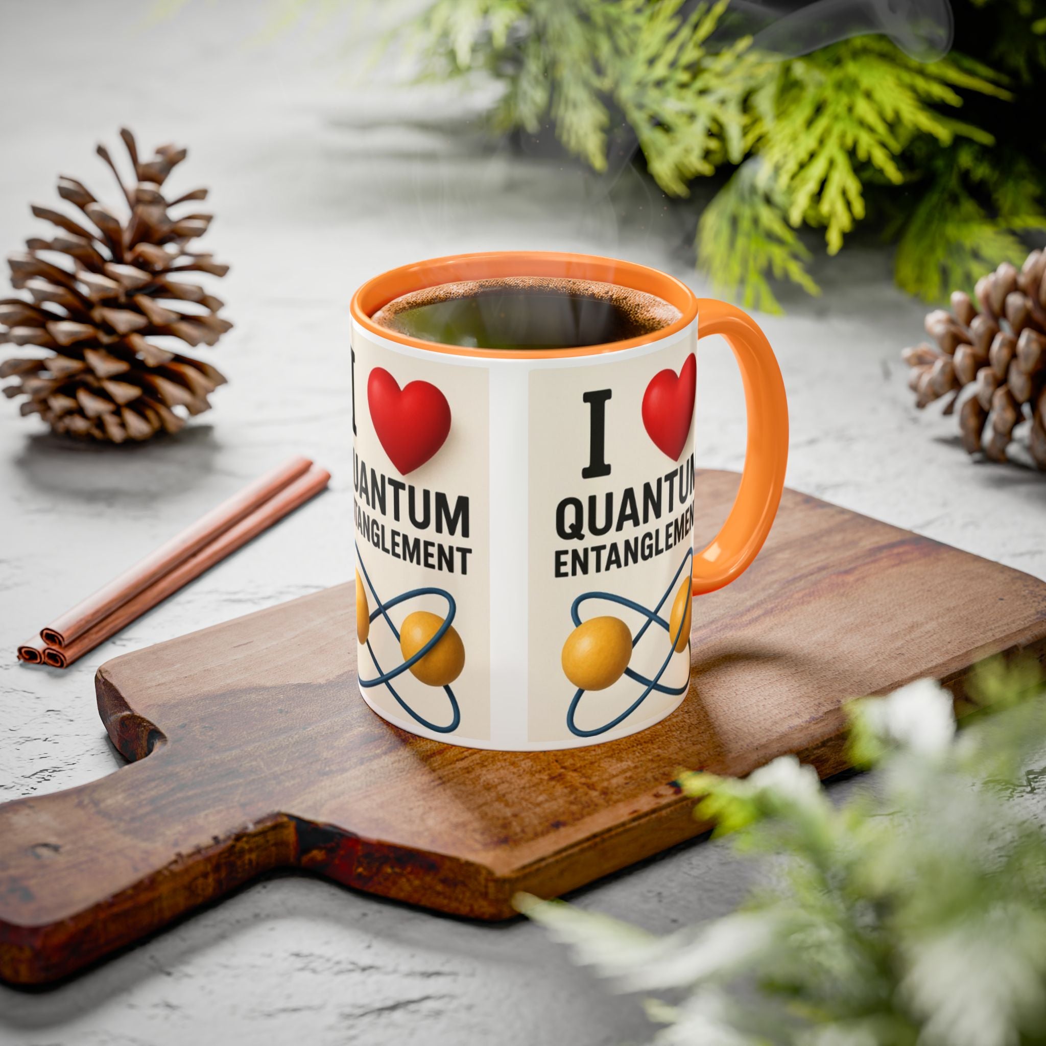 I Love Quantum Entanglement Mug – Science Nerd Coffee Mug