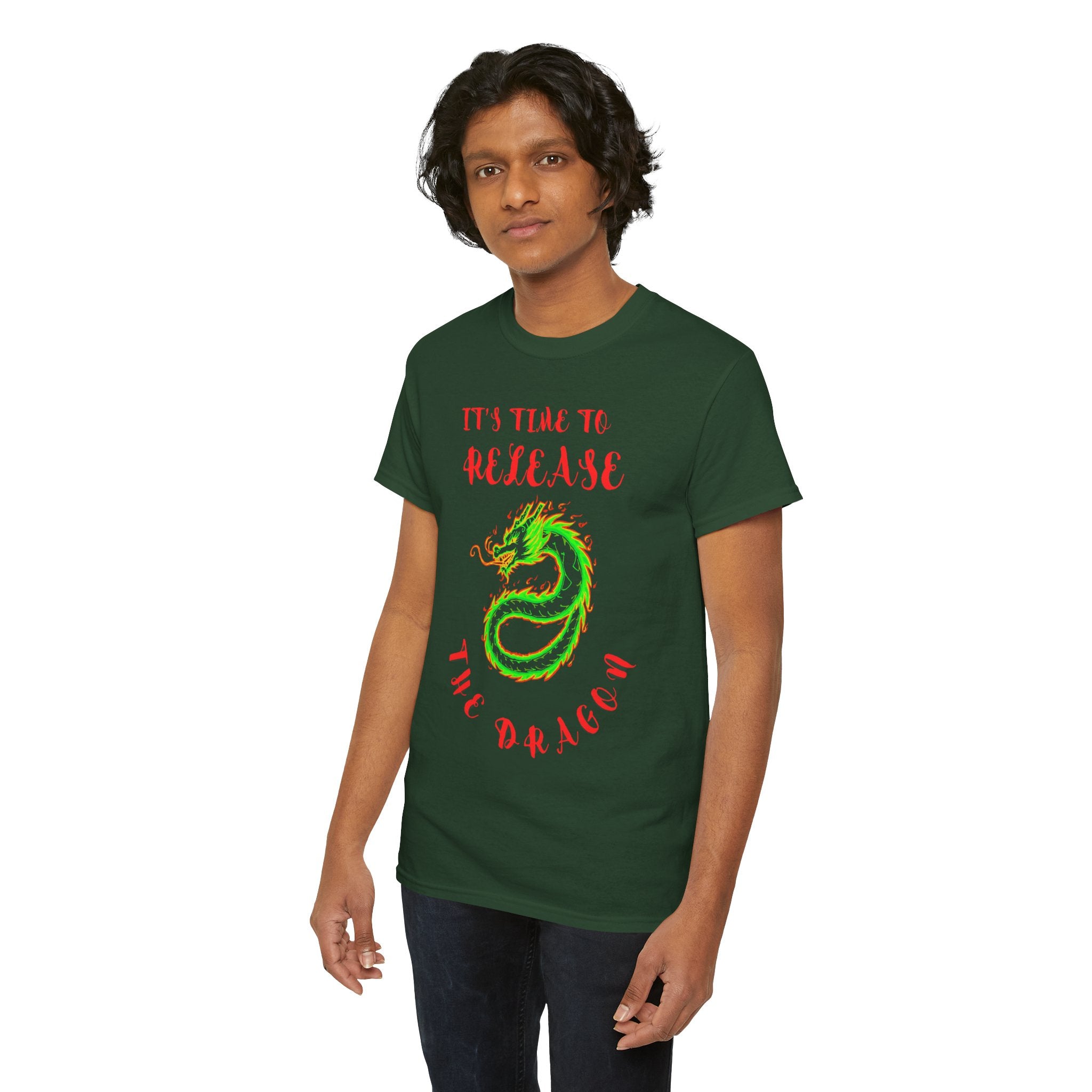 Release the Dragon T-Shirt | Green Dragon Illustration, Retro Script