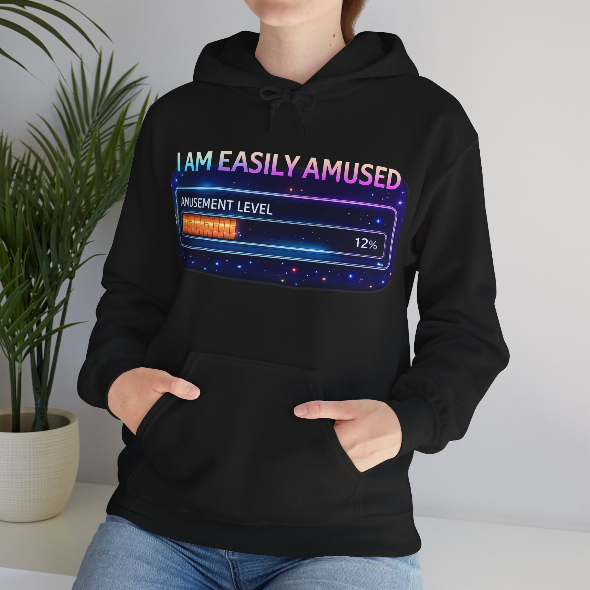I Am Easily Amused Level Meter Hoodie | Funny Gamer Sweatshirt