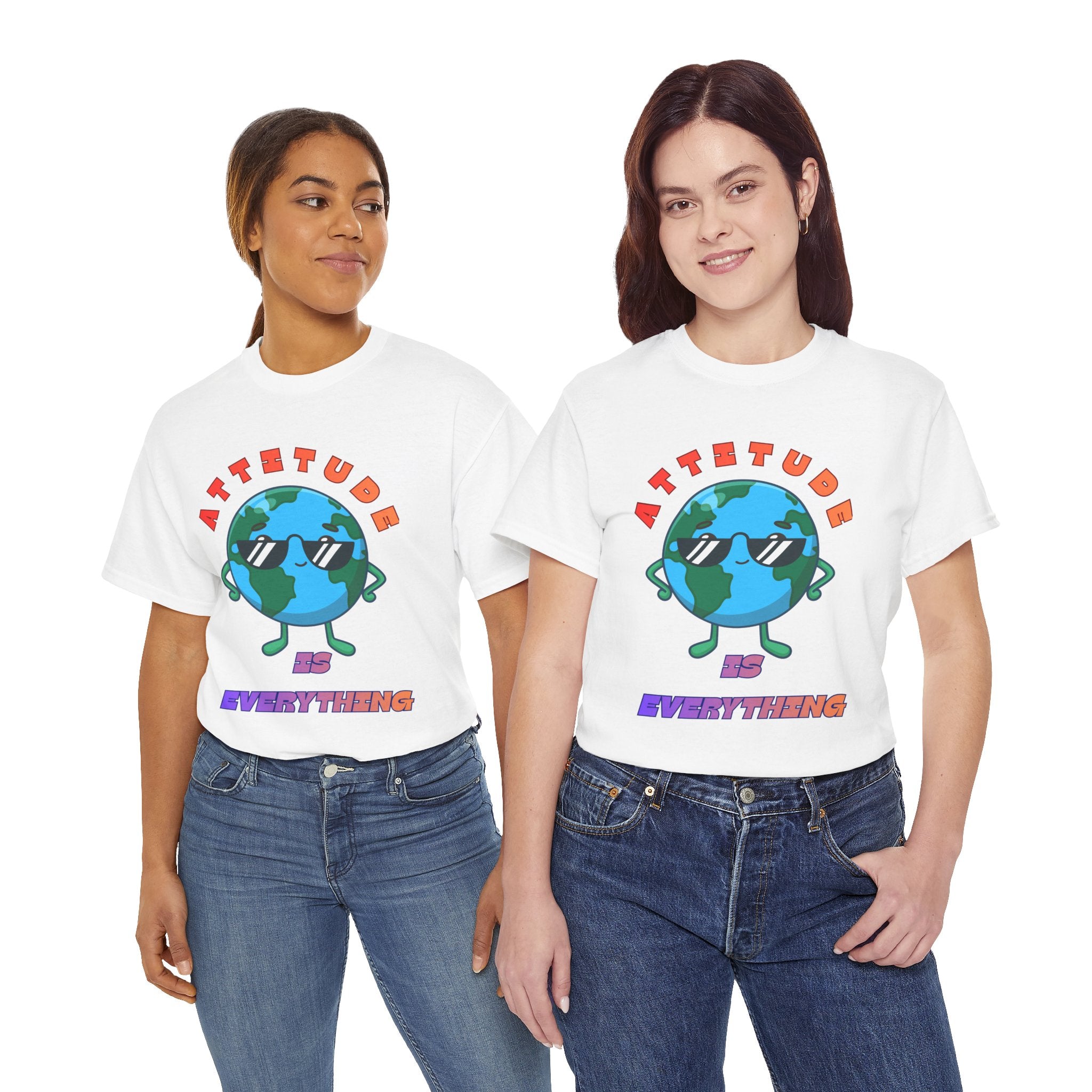 Attitude Is Everything Earth Character T-Shirt | Cute Planet Graphic Tee