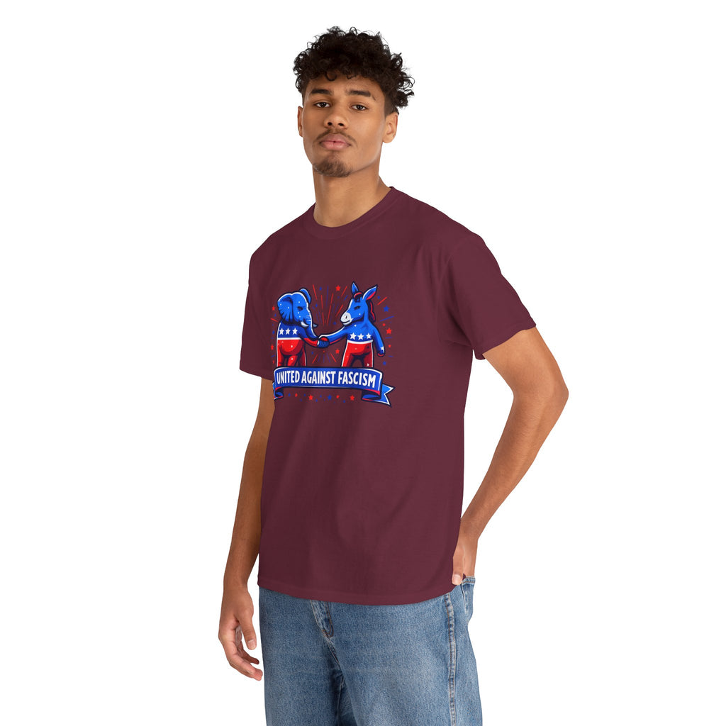 United Against Fascism Democratic Donkey and Republican Elephant T-Shirt
