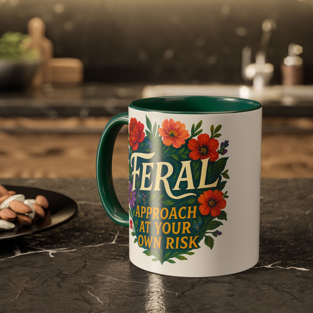 Feral Approach at Your Own Risk Mug | Floral Illustration, Ceramic Coffee Cup