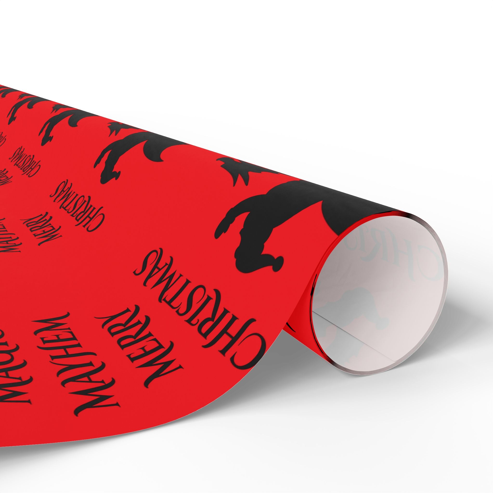 Santa Dragon Magic Mayhem Merry Christmas Wrapping Paper | Halloween Red and Black Santa on a Dragon Print