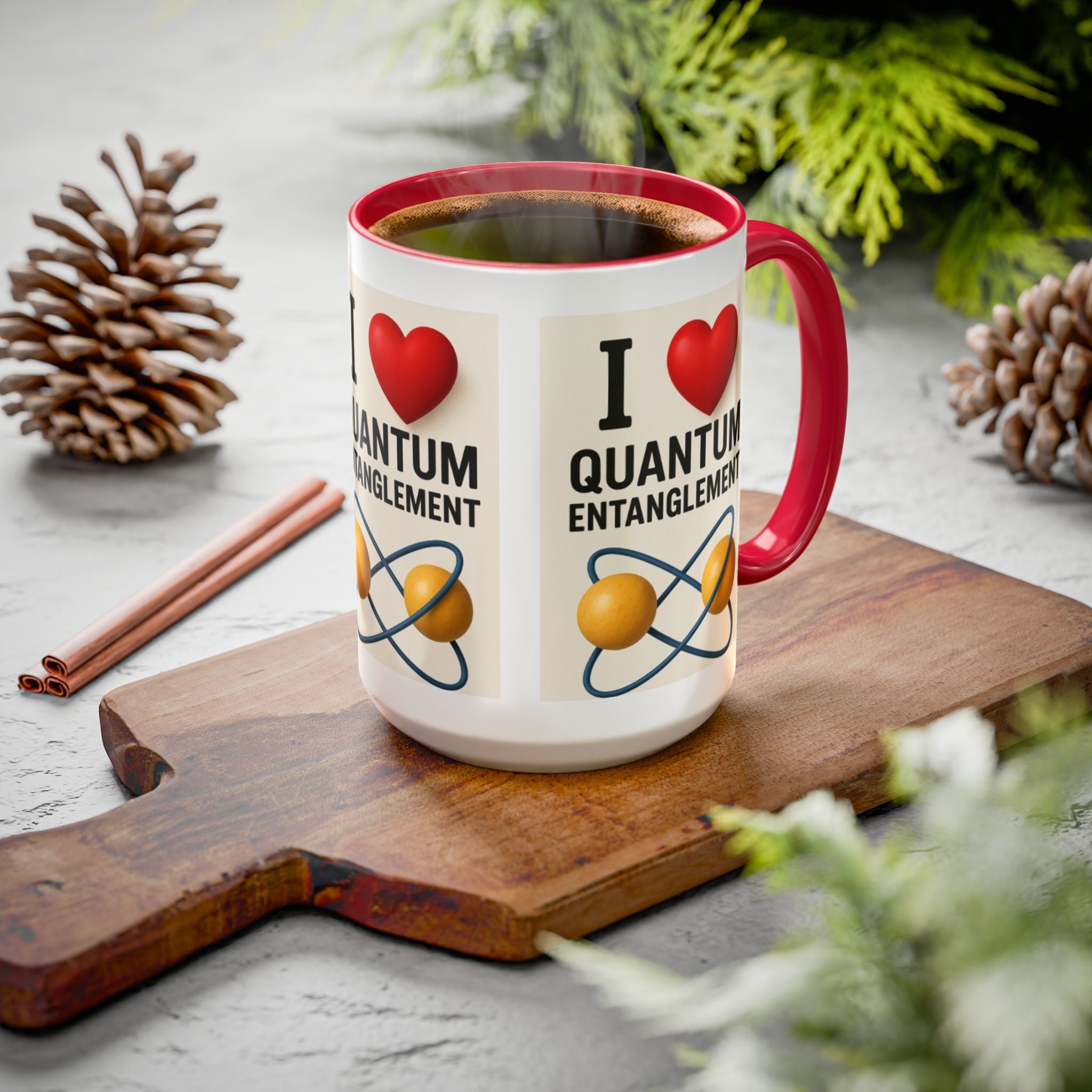 I Love Quantum Entanglement Mug – Science Nerd Coffee Mug