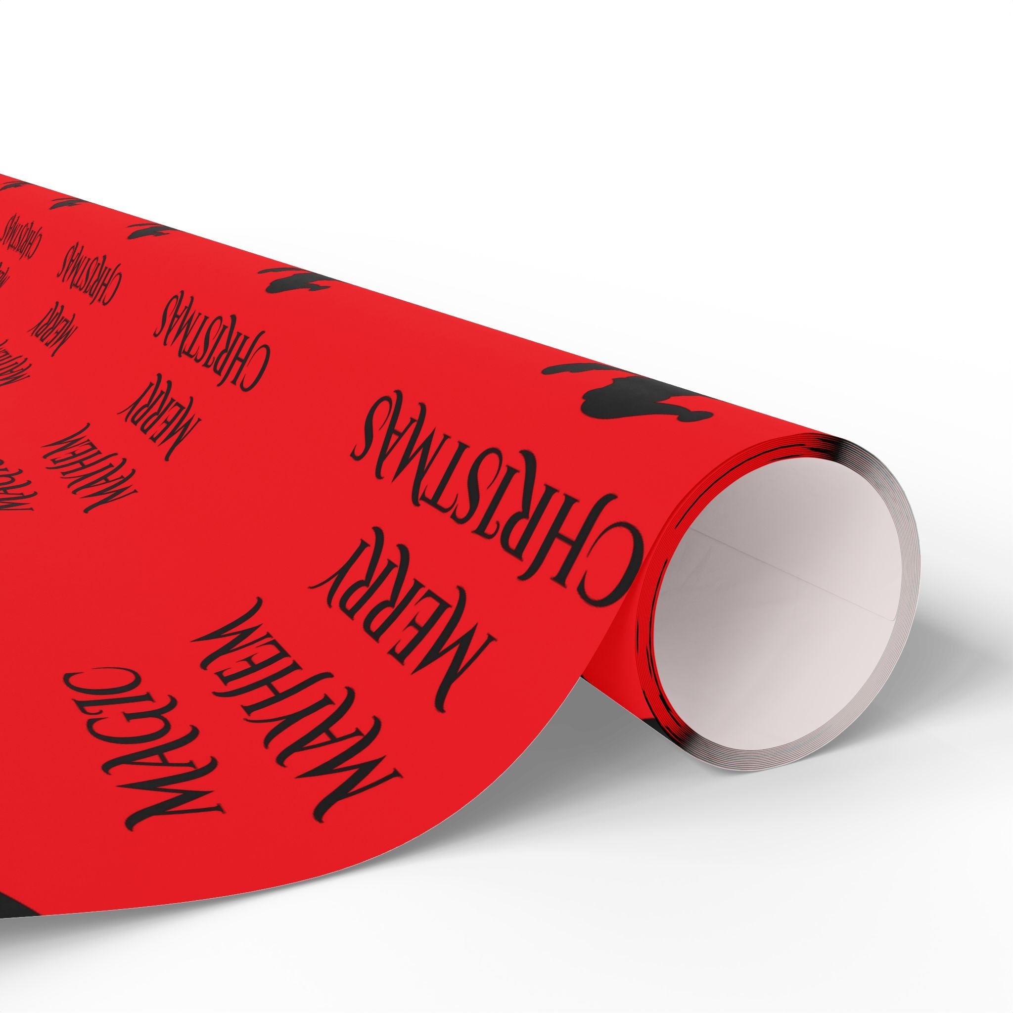 Santa Dragon Magic Mayhem Merry Christmas Wrapping Paper | Halloween Red and Black Santa on a Dragon Print