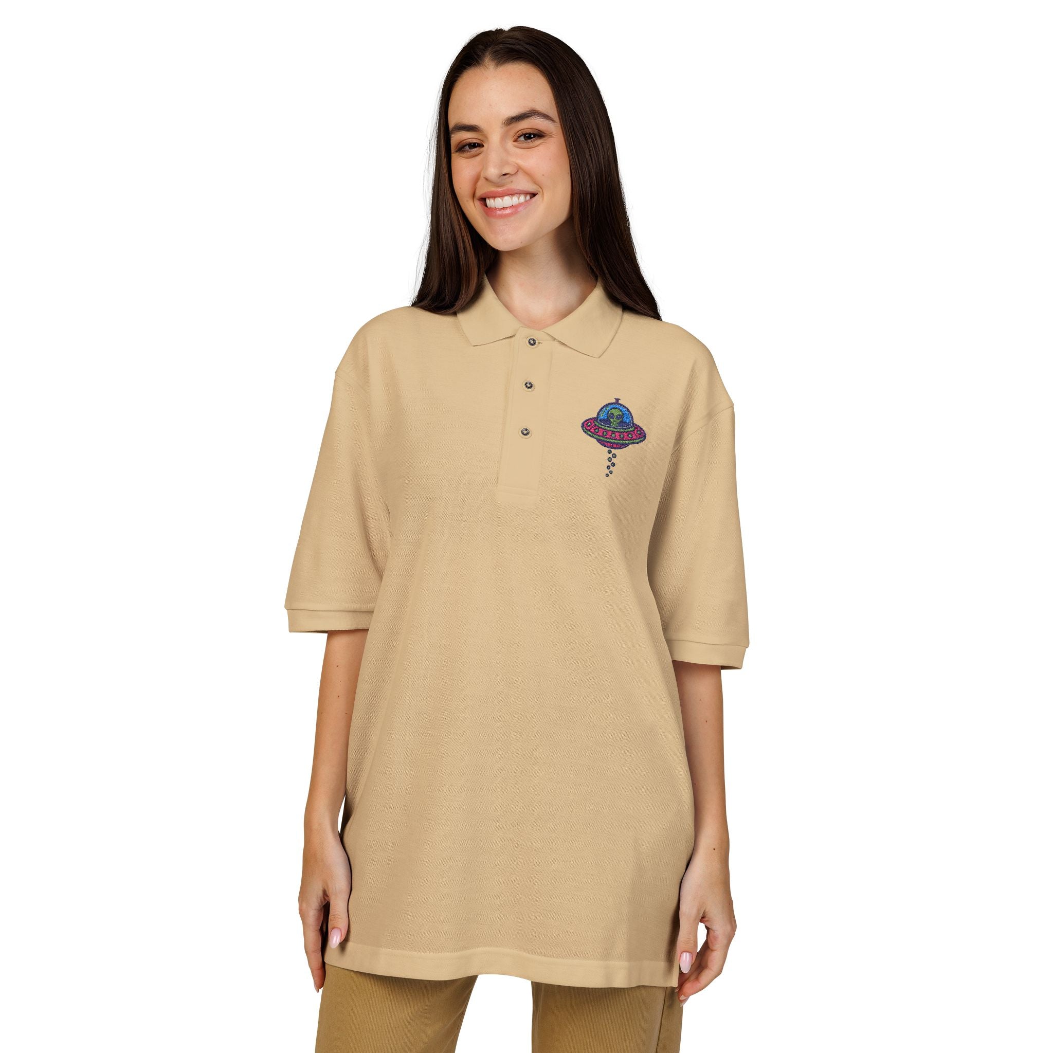 Colorful UFO Embroidered Polo