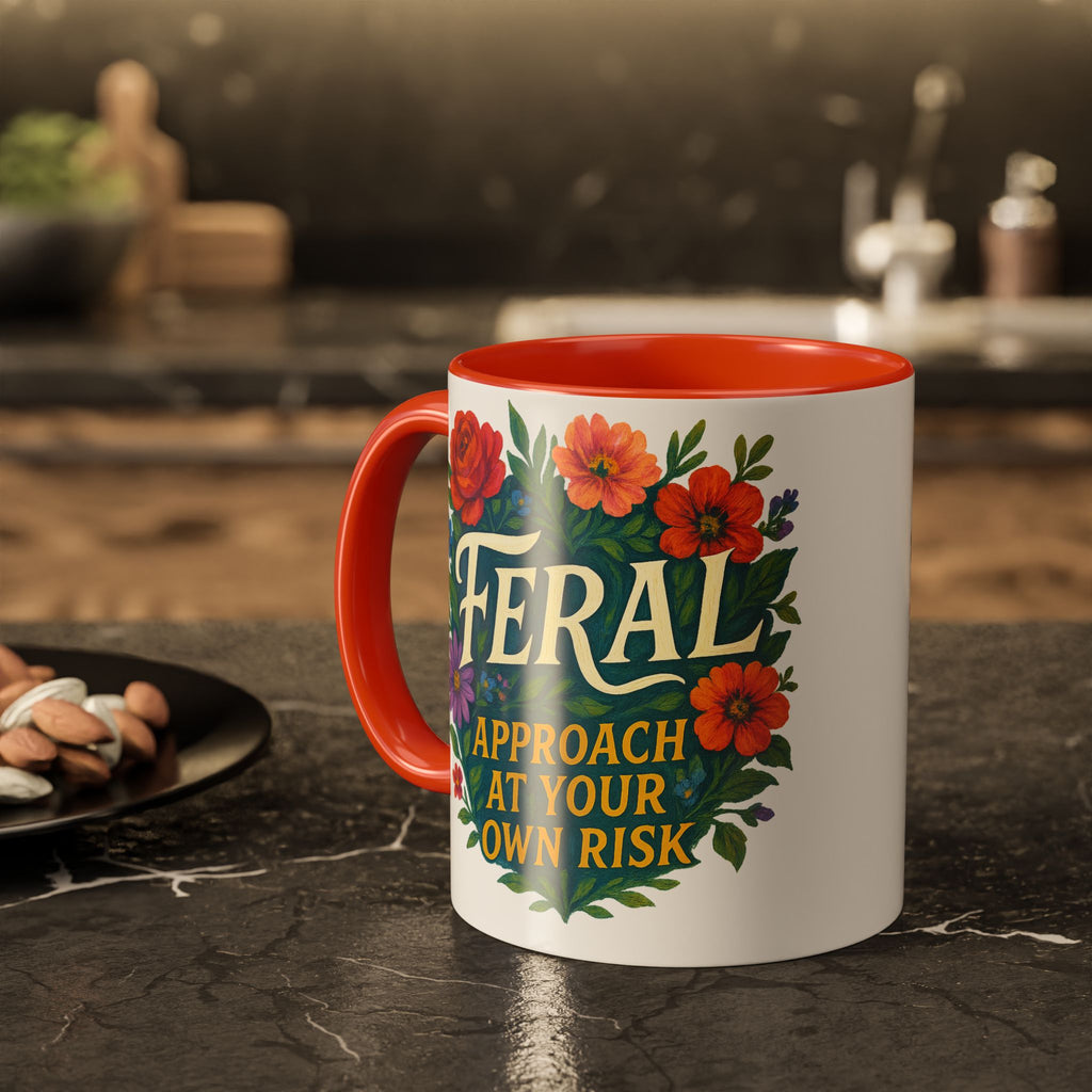 Feral Approach at Your Own Risk Mug | Floral Illustration, Ceramic Coffee Cup