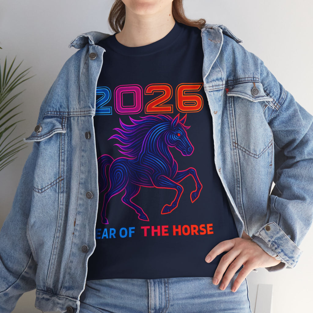 2026 Year of the Horse T-Shirt | Neon Stallion Graphic Tee