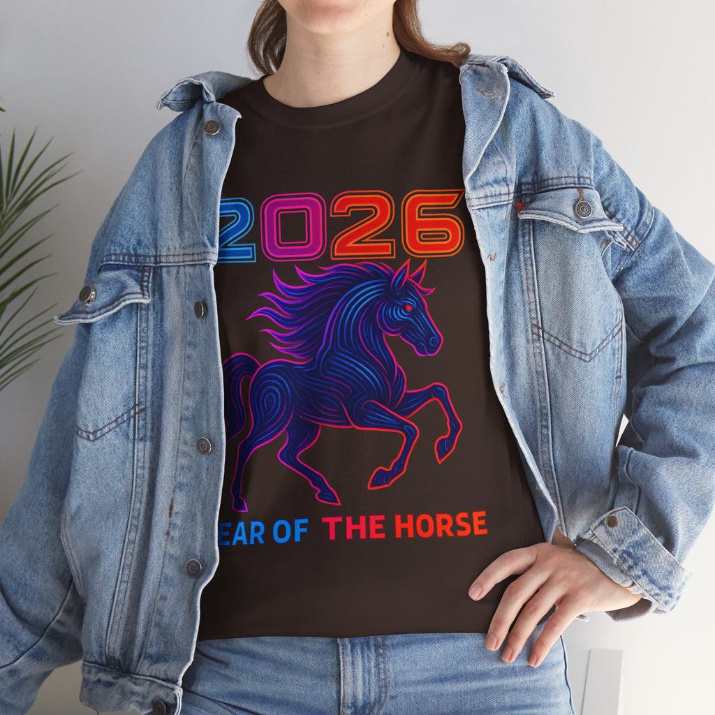 2026 Year of the Horse T-Shirt | Neon Stallion Graphic Tee