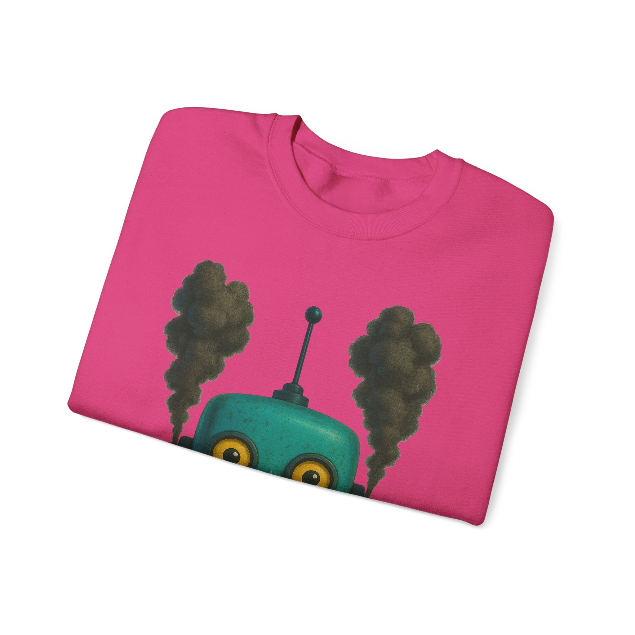 Smoking Robot Graphic Unisex Sweatshirt, Cozy Crewneck Top