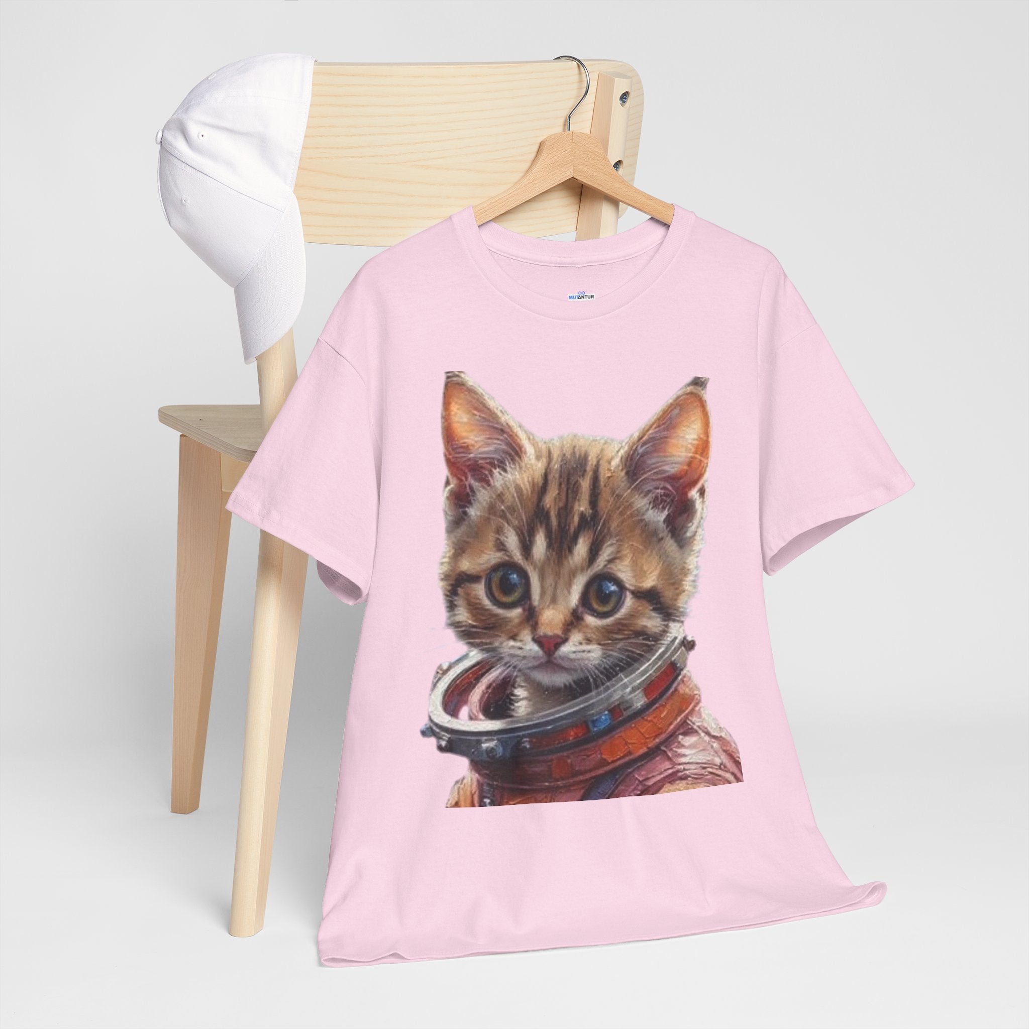 Astronaut Kitty Unisex Heavy Cotton Tee, Cute Cat Shirt, Animal lover gift, Space themed apparel, Funny cat t-shirt, Unique cat design