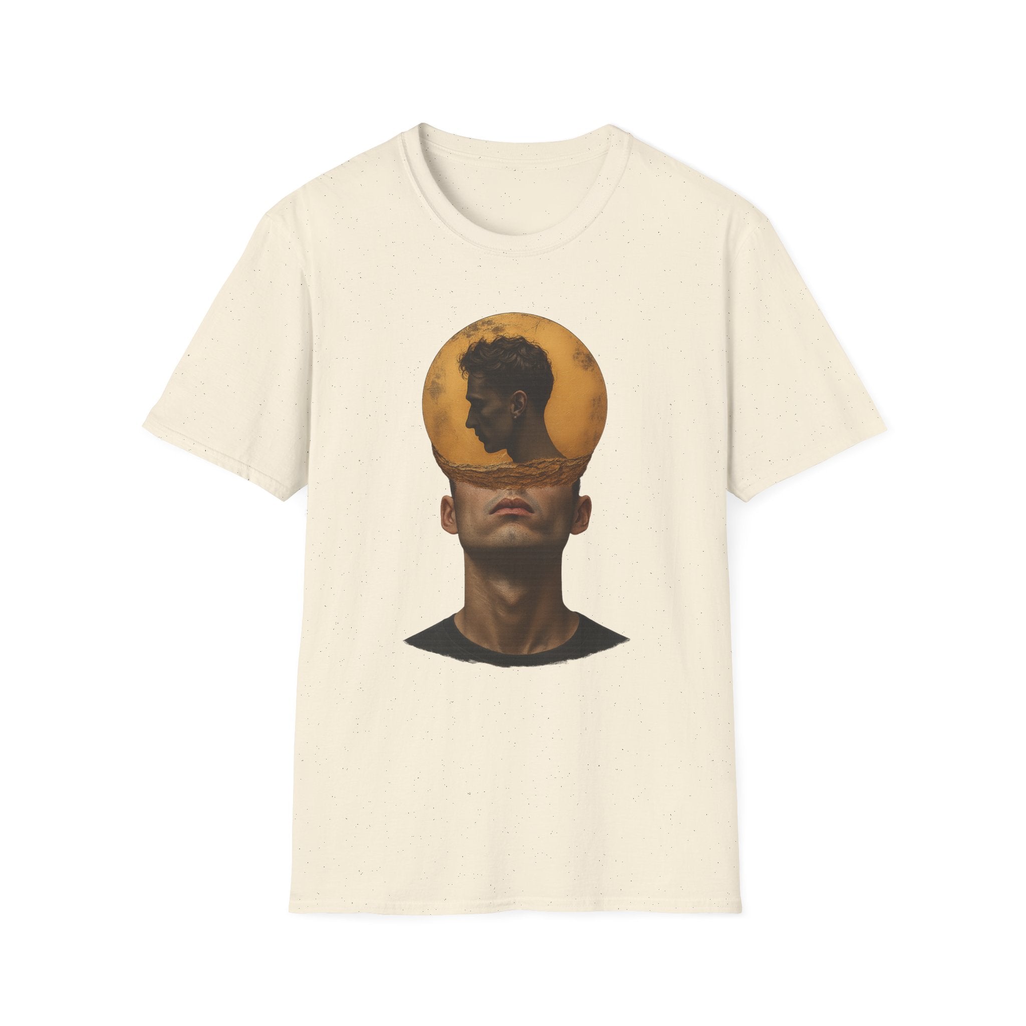 Surreal Double Portrait T-Shirt | Abstract Head Silhouette, Moon Circle