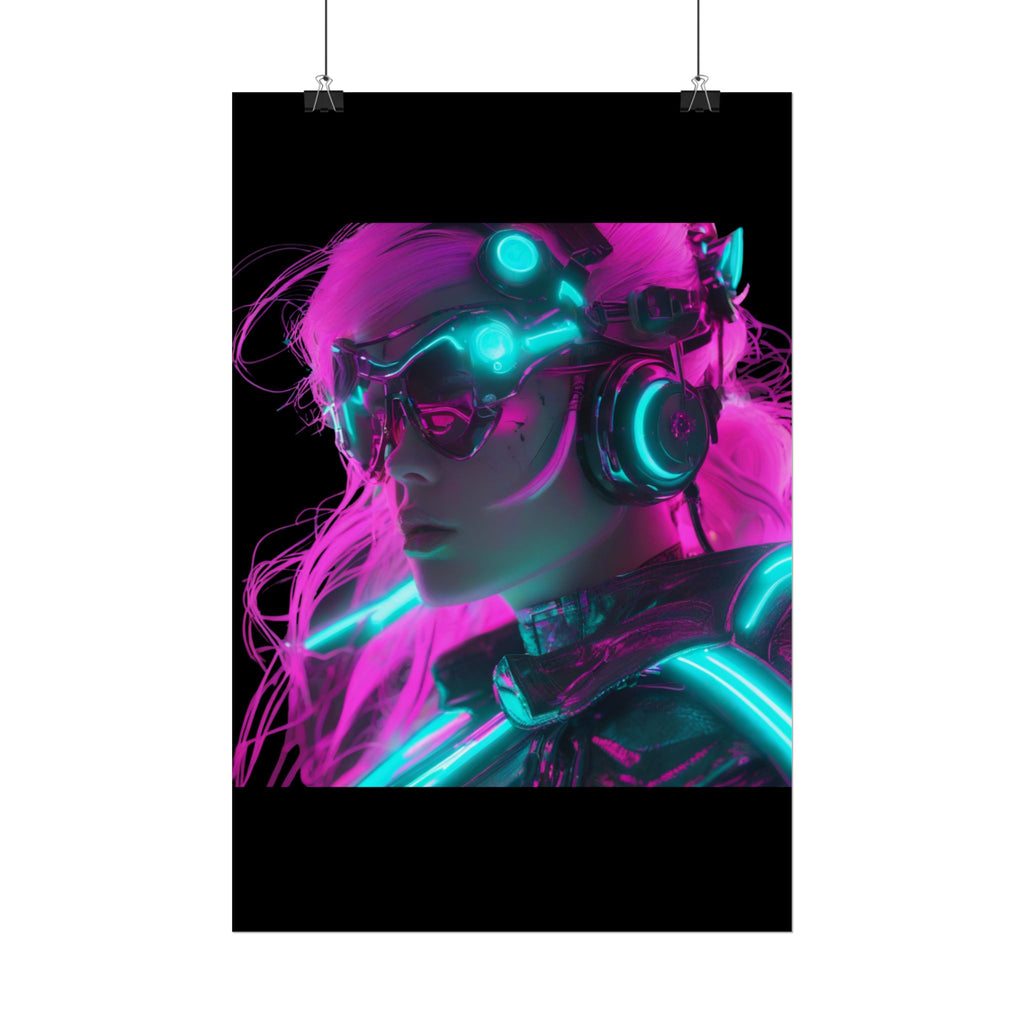 Cyberpunk Wall Art Print, Neon Anime Decor, Retro Futurism Poster, Unique Gift for Gamers, Modern Home Decor