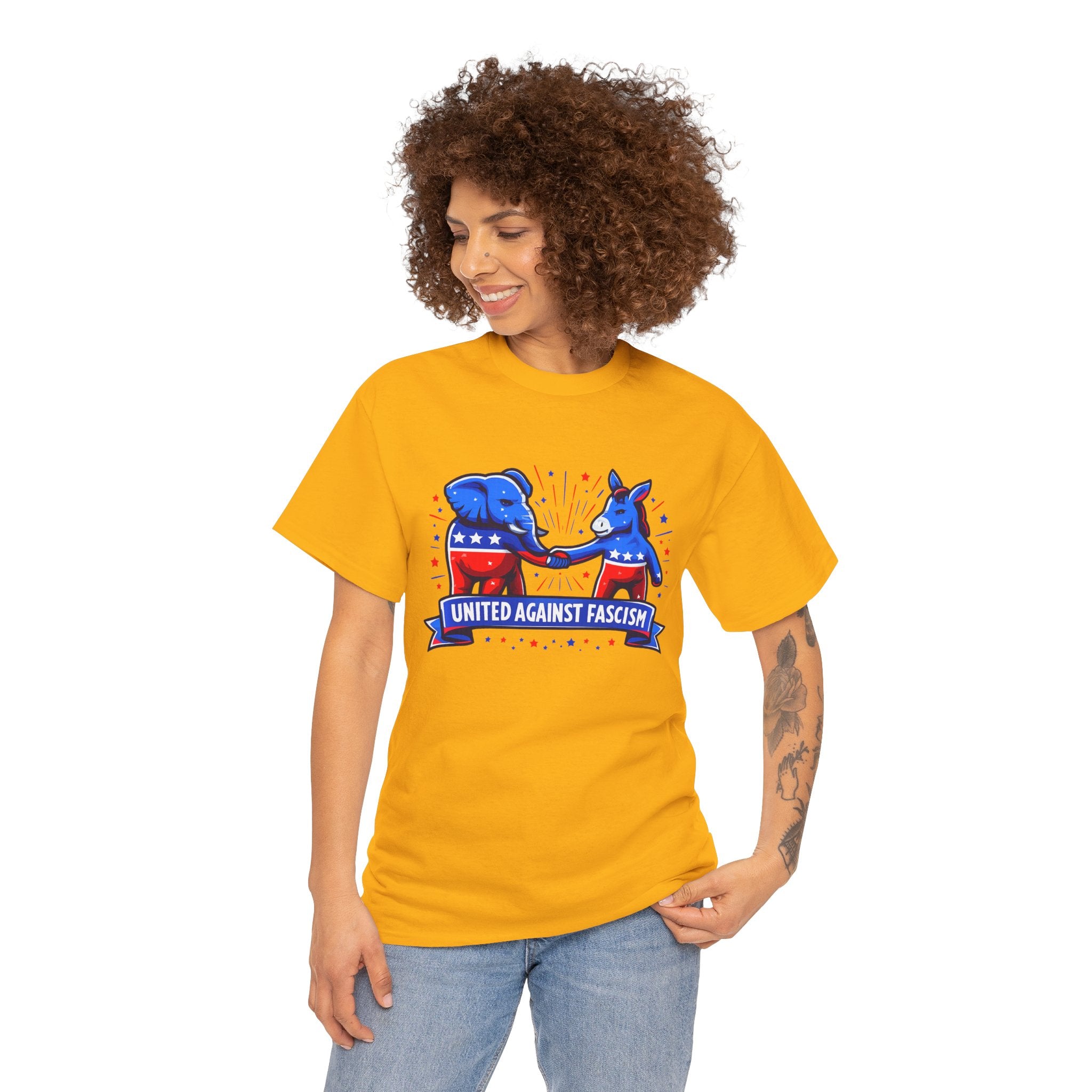 United Against Fascism Democratic Donkey and Republican Elephant T-Shirt