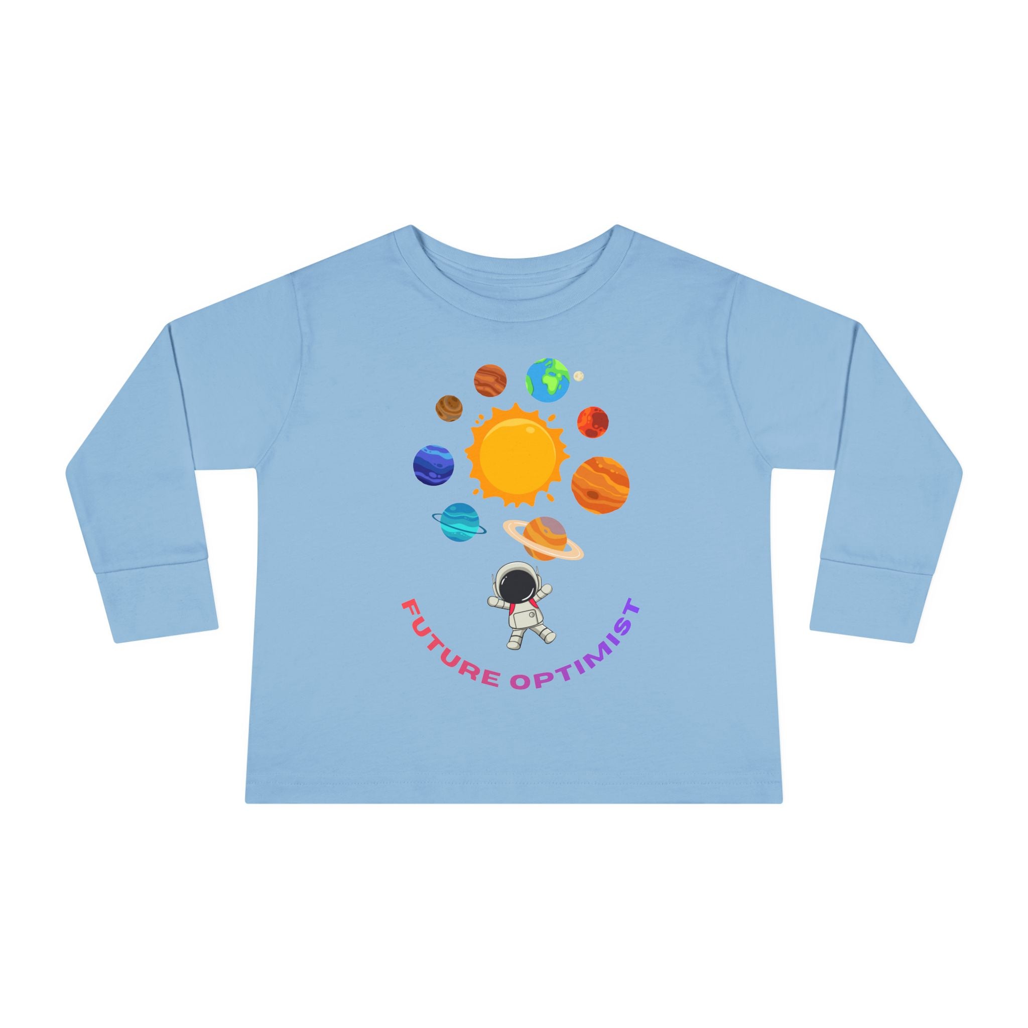 Future Optimist Astronaut toddler long sleeve tee | Solar System planets design