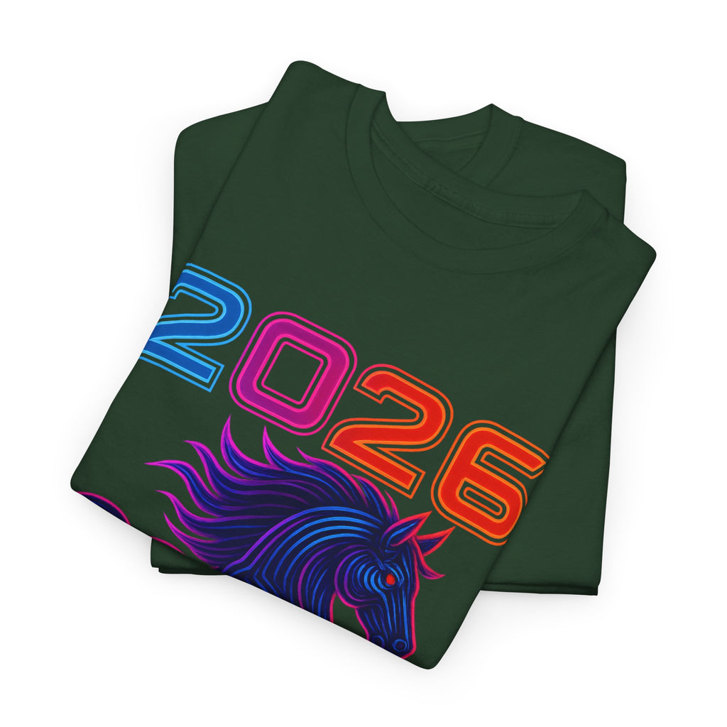2026 Year of the Horse T-Shirt | Neon Stallion Graphic Tee