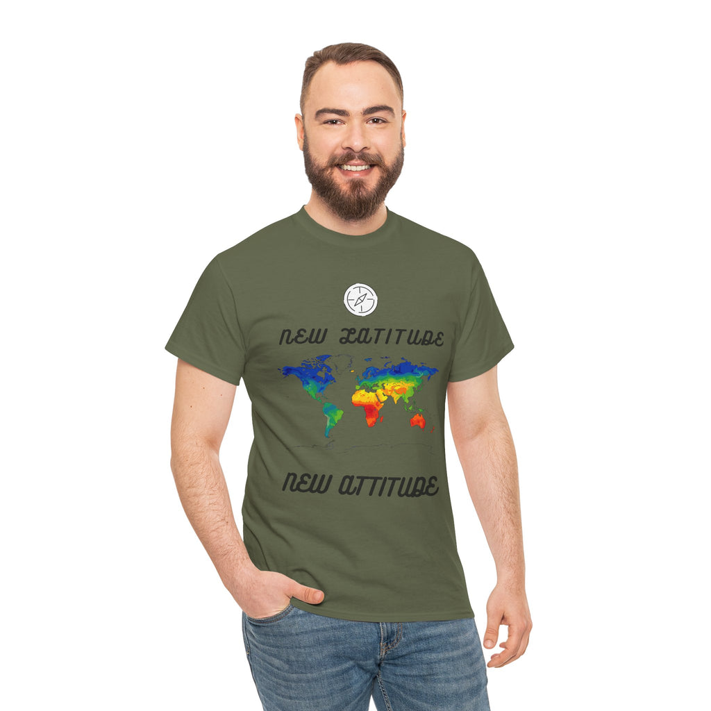 New Latitude New Attitude world map T-Shirt | rainbow map graphic