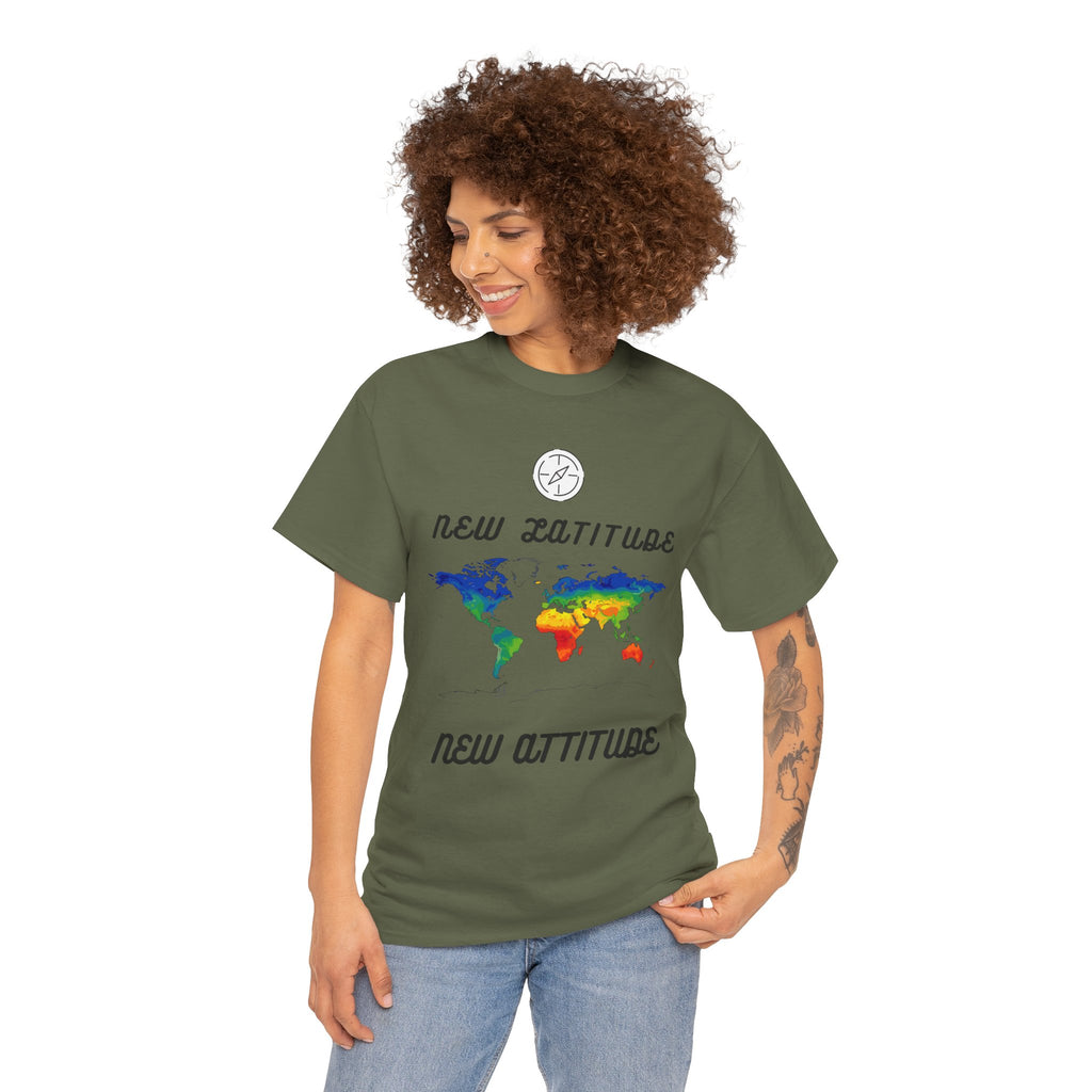 New Latitude New Attitude world map T-Shirt | rainbow map graphic