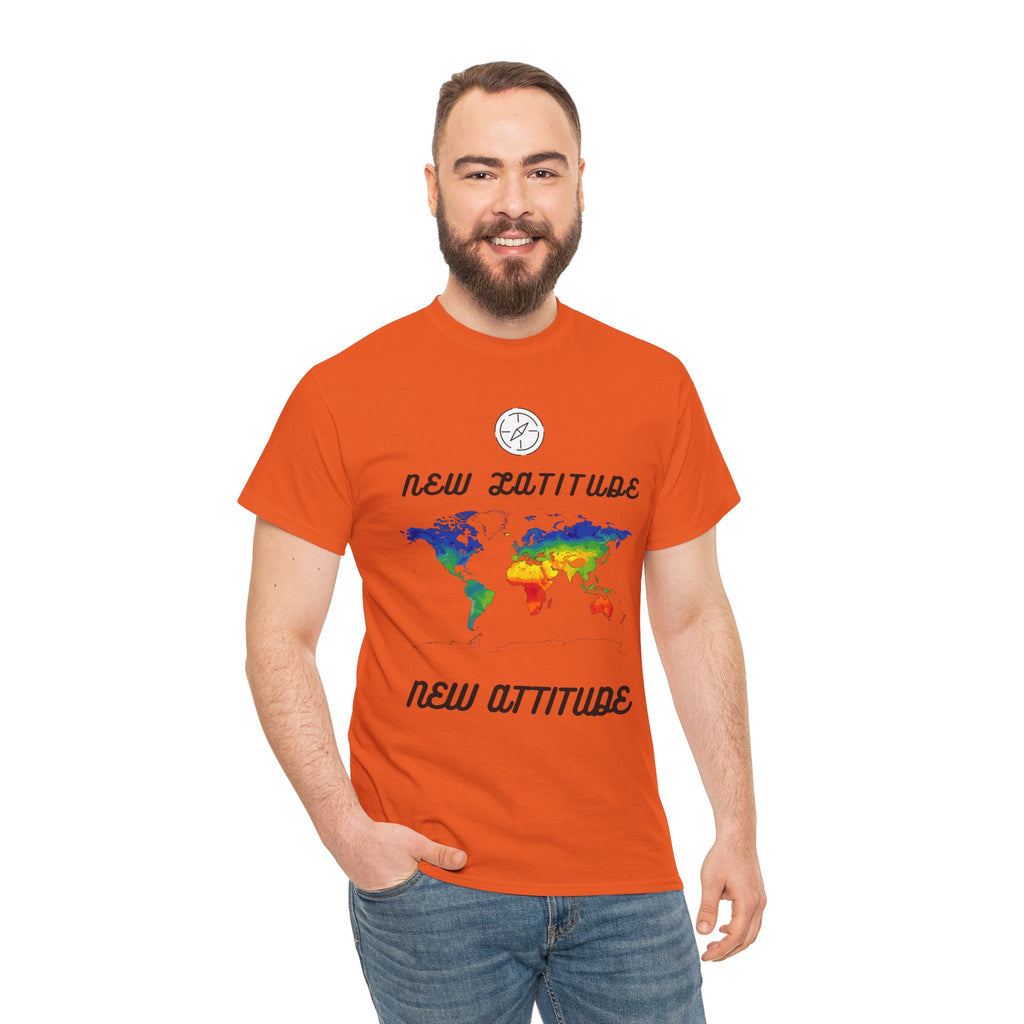 New Latitude New Attitude world map T-Shirt | rainbow map graphic