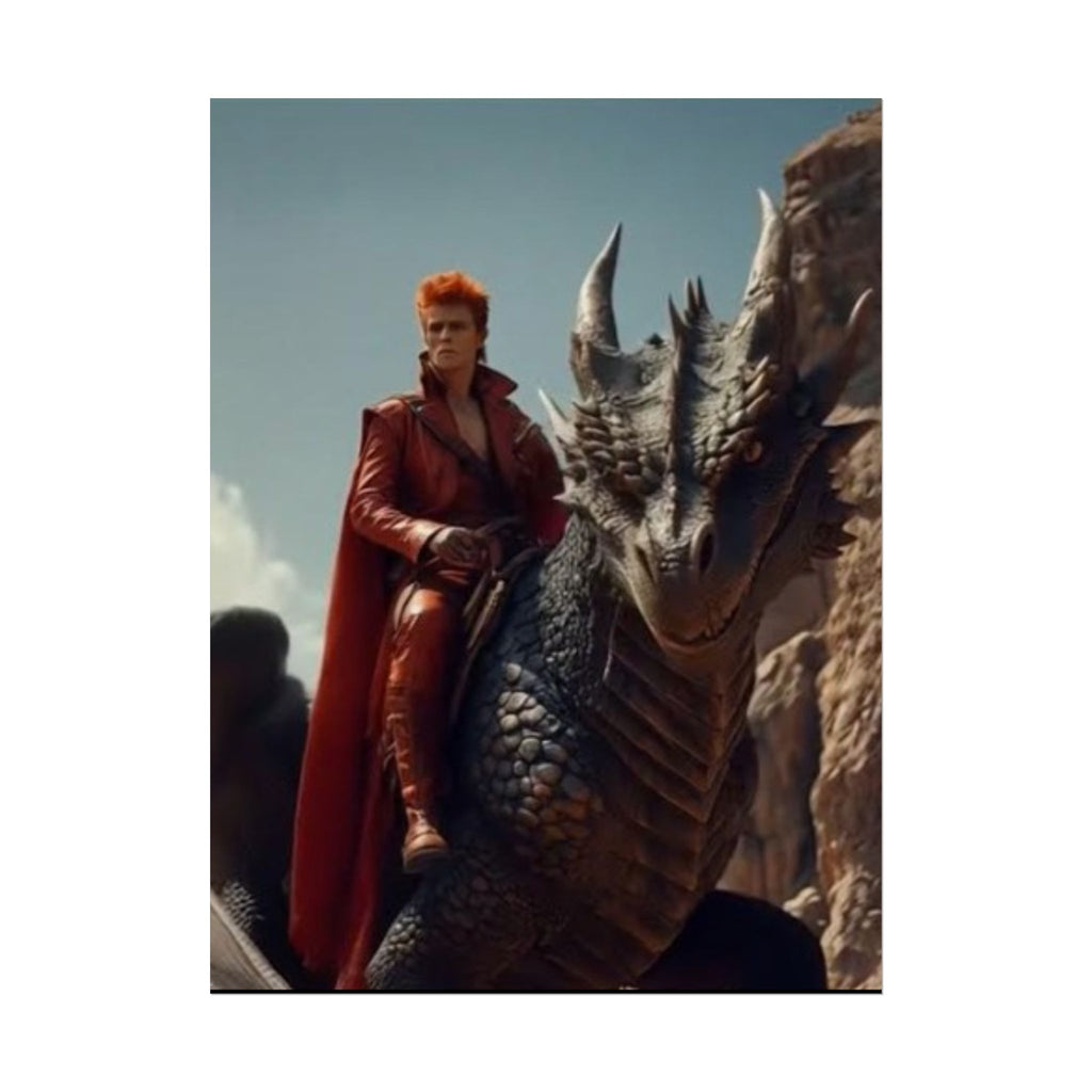 Fantasy Bowie Wall Art, Dragon Rider Poster, Home Decor, Gift for Fantasy Lovers, Bedroom Wall Decor, Unique Artwork