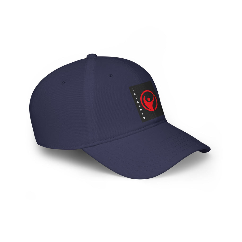 Intrepid Red Circular Logo Baseball Cap | Minimal Emblem, Black Square Patch