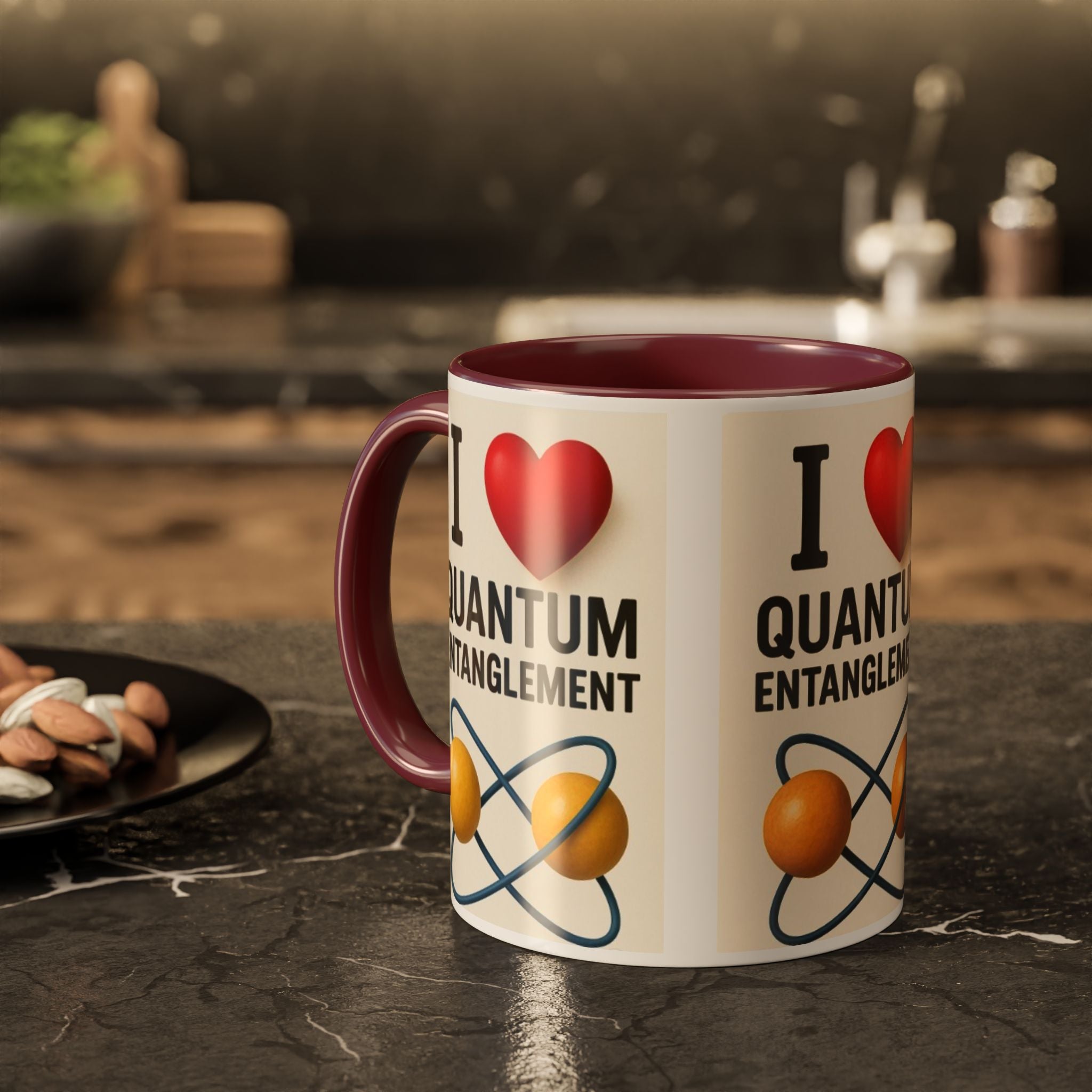 I Love Quantum Entanglement Mug – Science Nerd Coffee Mug