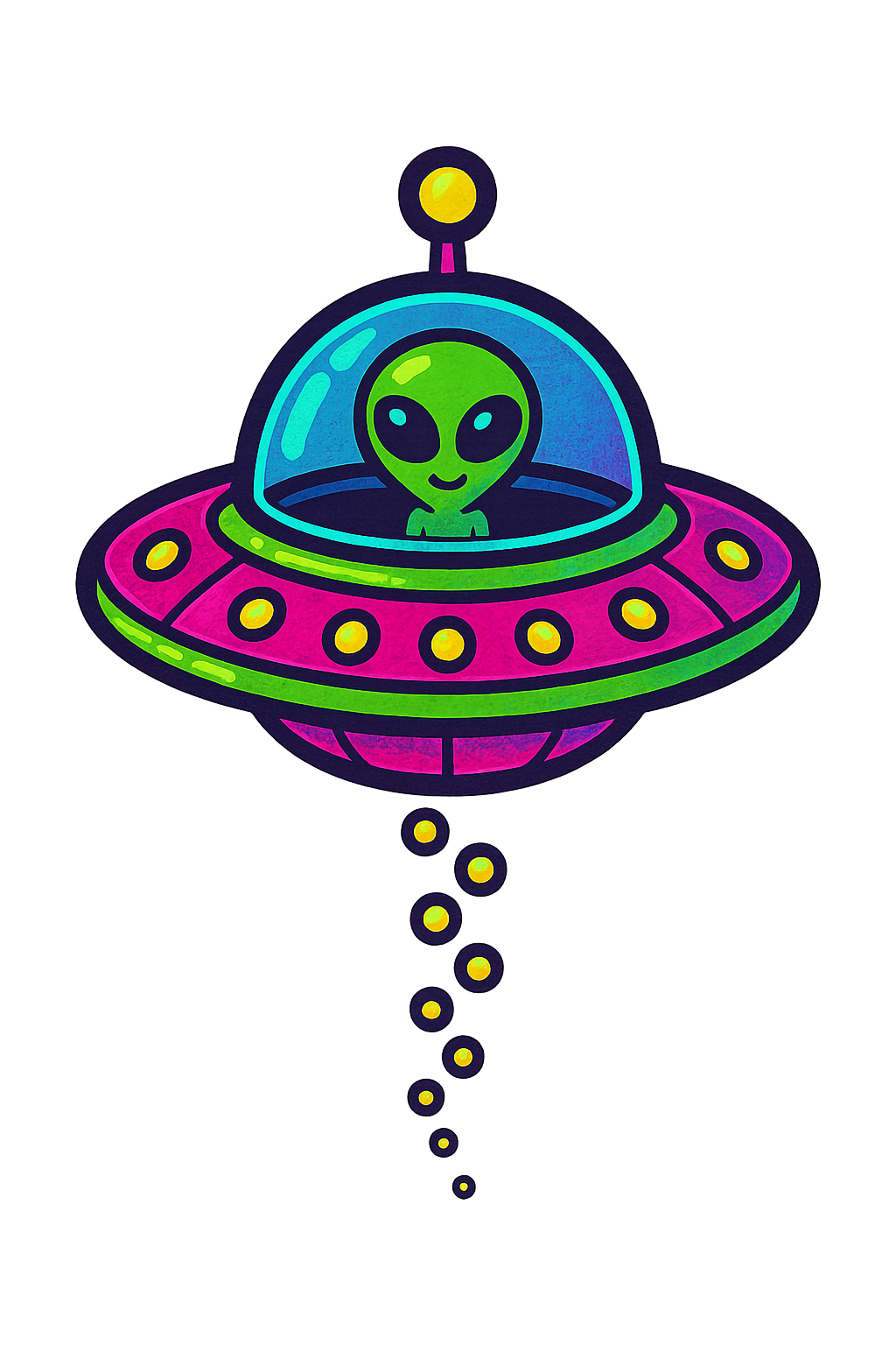 Colorful UFO Embroidered Polo