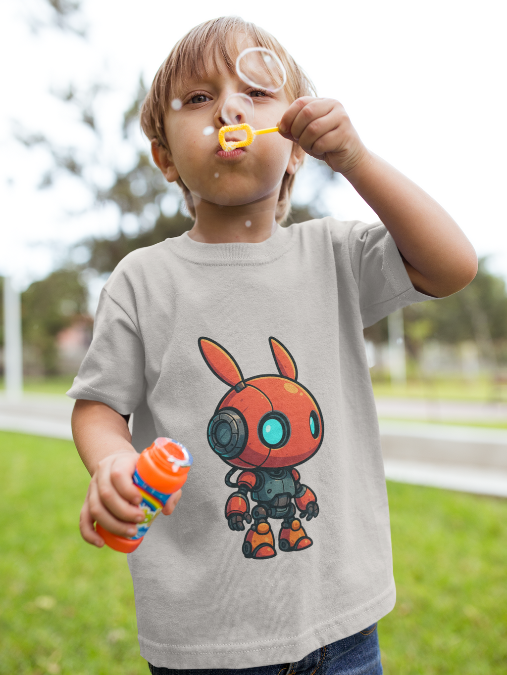 Happy RobotToddler T-shirt | Cute Sci-Fi Bunny Robot, Kids Tee
