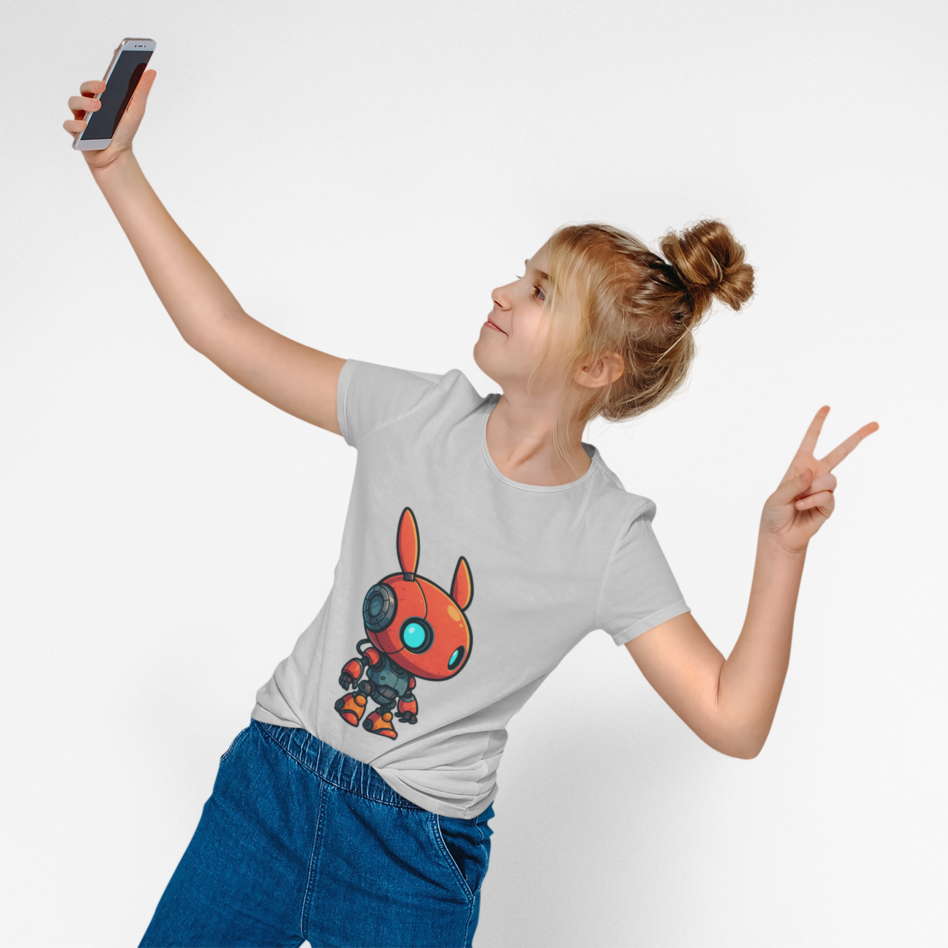 Happy RobotToddler T-shirt | Cute Sci-Fi Bunny Robot, Kids Tee