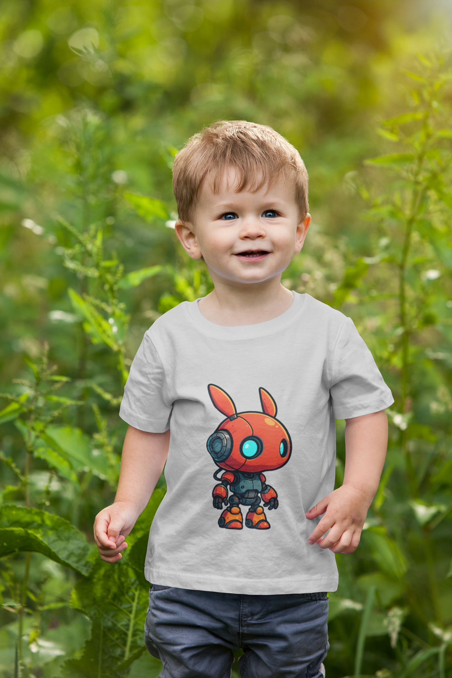 Happy RobotToddler T-shirt | Cute Sci-Fi Bunny Robot, Kids Tee