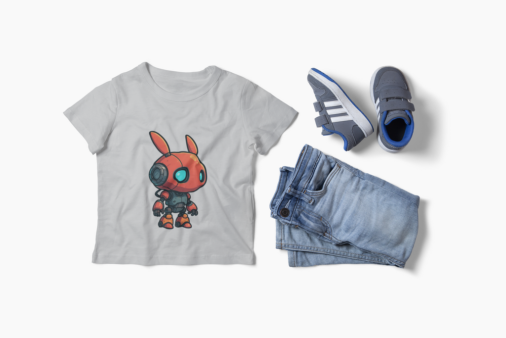 Happy RobotToddler T-shirt | Cute Sci-Fi Bunny Robot, Kids Tee