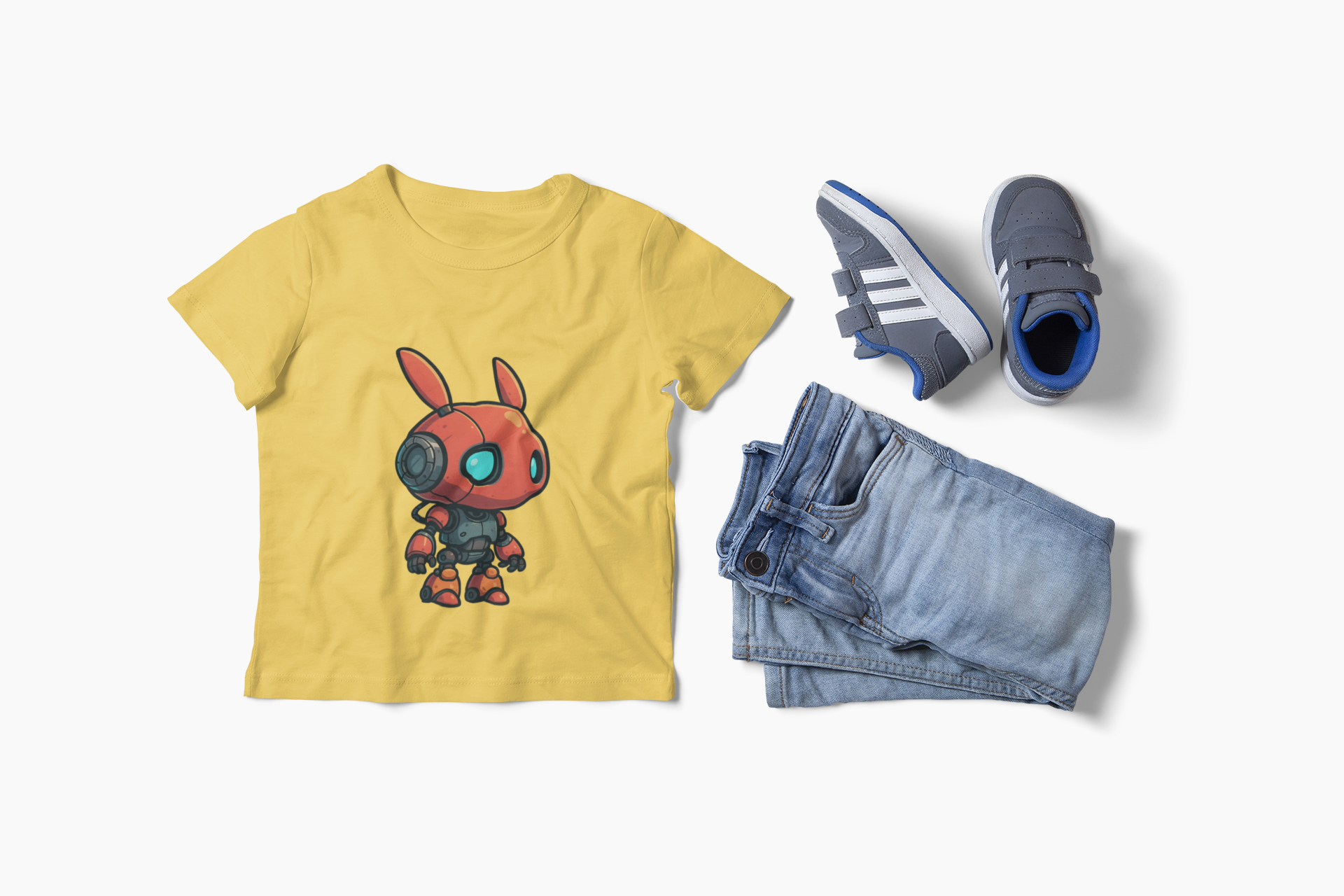 Happy RobotToddler T-shirt | Cute Sci-Fi Bunny Robot, Kids Tee
