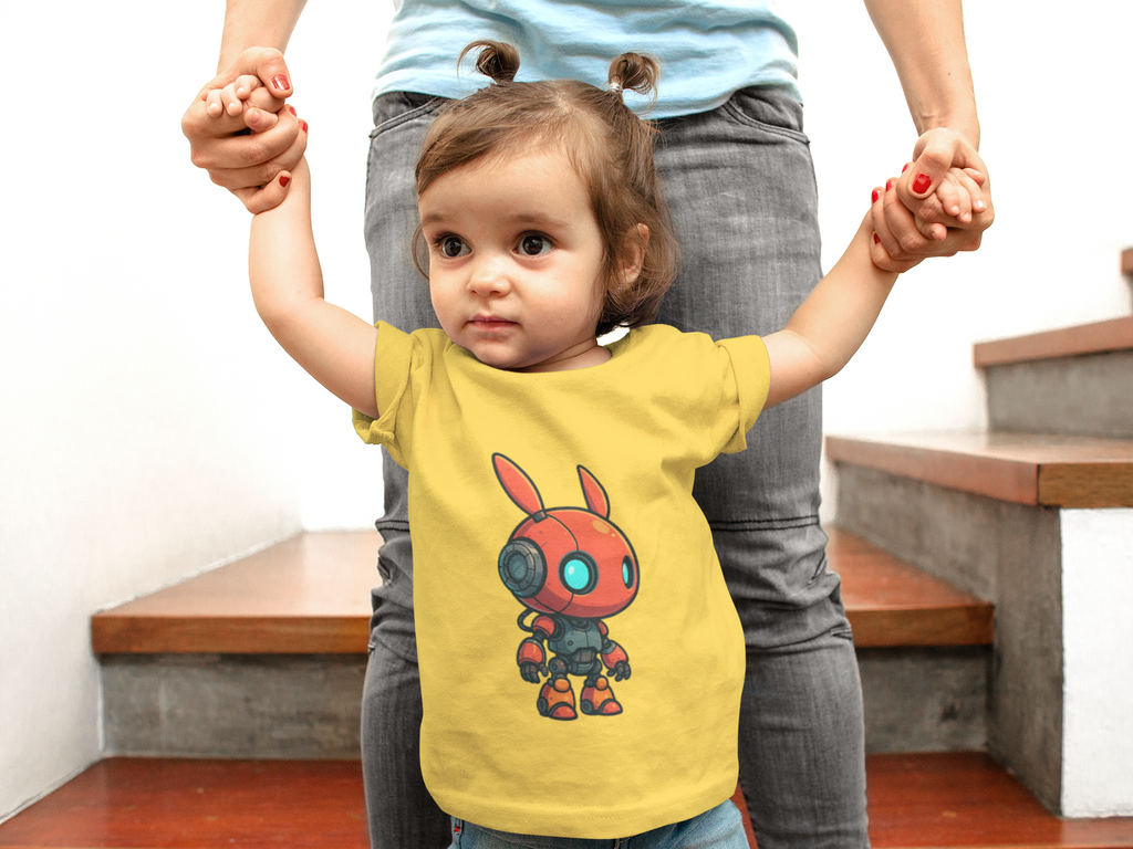 Happy RobotToddler T-shirt | Cute Sci-Fi Bunny Robot, Kids Tee