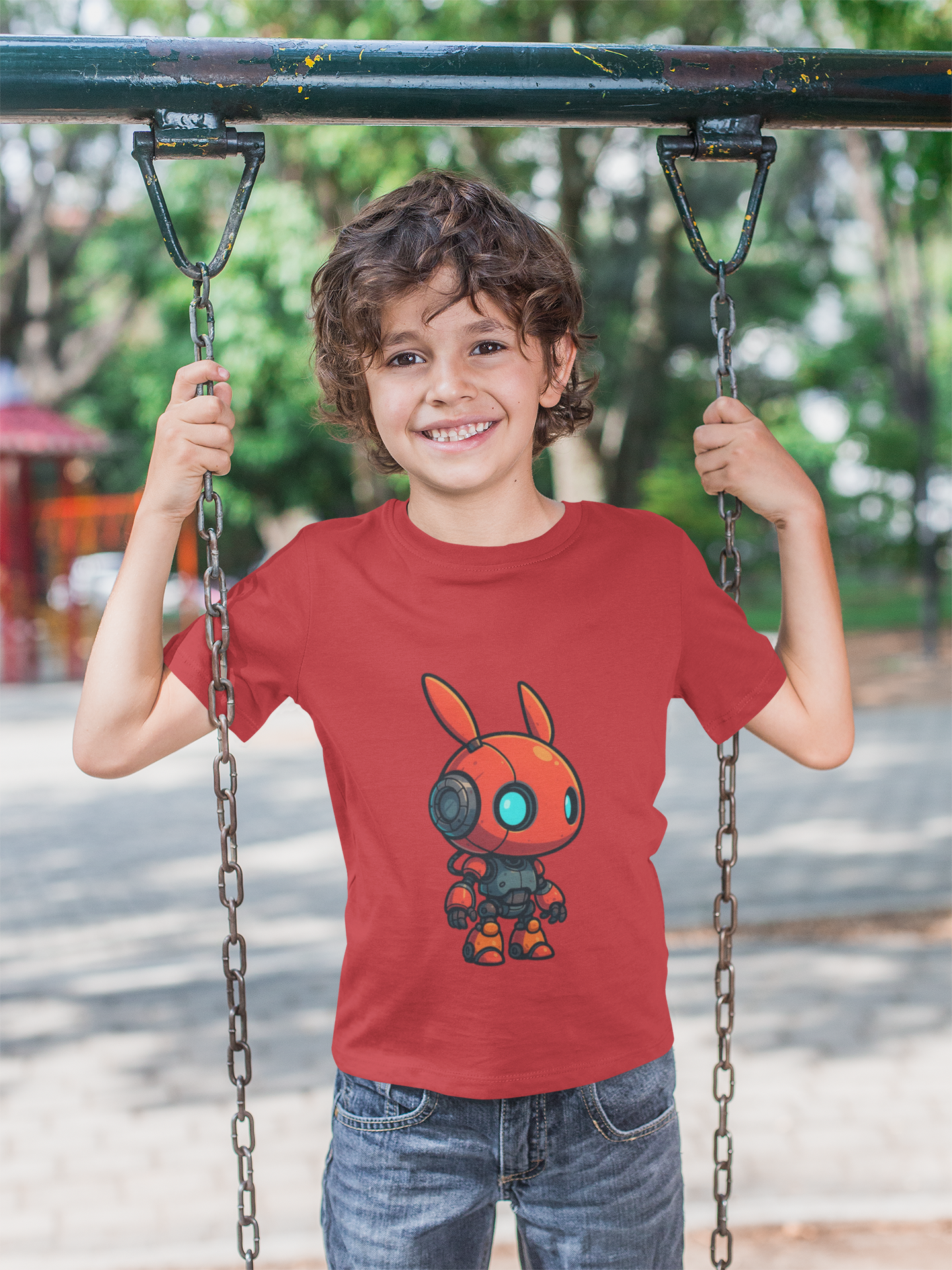 Happy RobotToddler T-shirt | Cute Sci-Fi Bunny Robot, Kids Tee