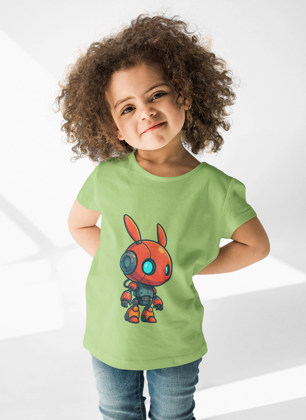 Happy RobotToddler T-shirt | Cute Sci-Fi Bunny Robot, Kids Tee