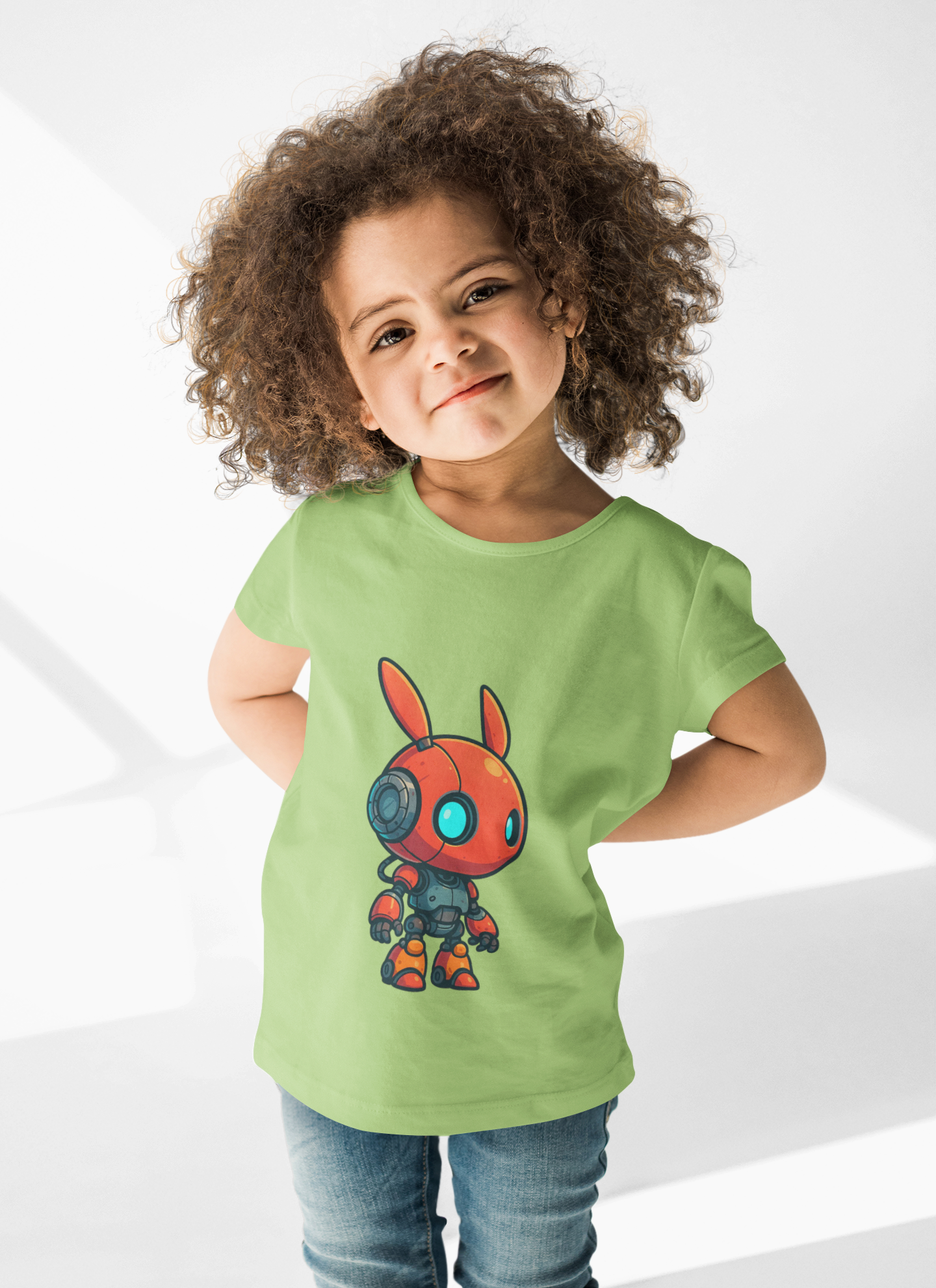 Happy RobotToddler T-shirt | Cute Sci-Fi Bunny Robot, Kids Tee
