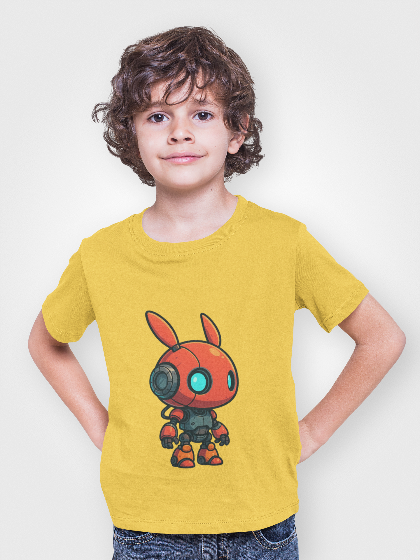 Happy RobotToddler T-shirt | Cute Sci-Fi Bunny Robot, Kids Tee