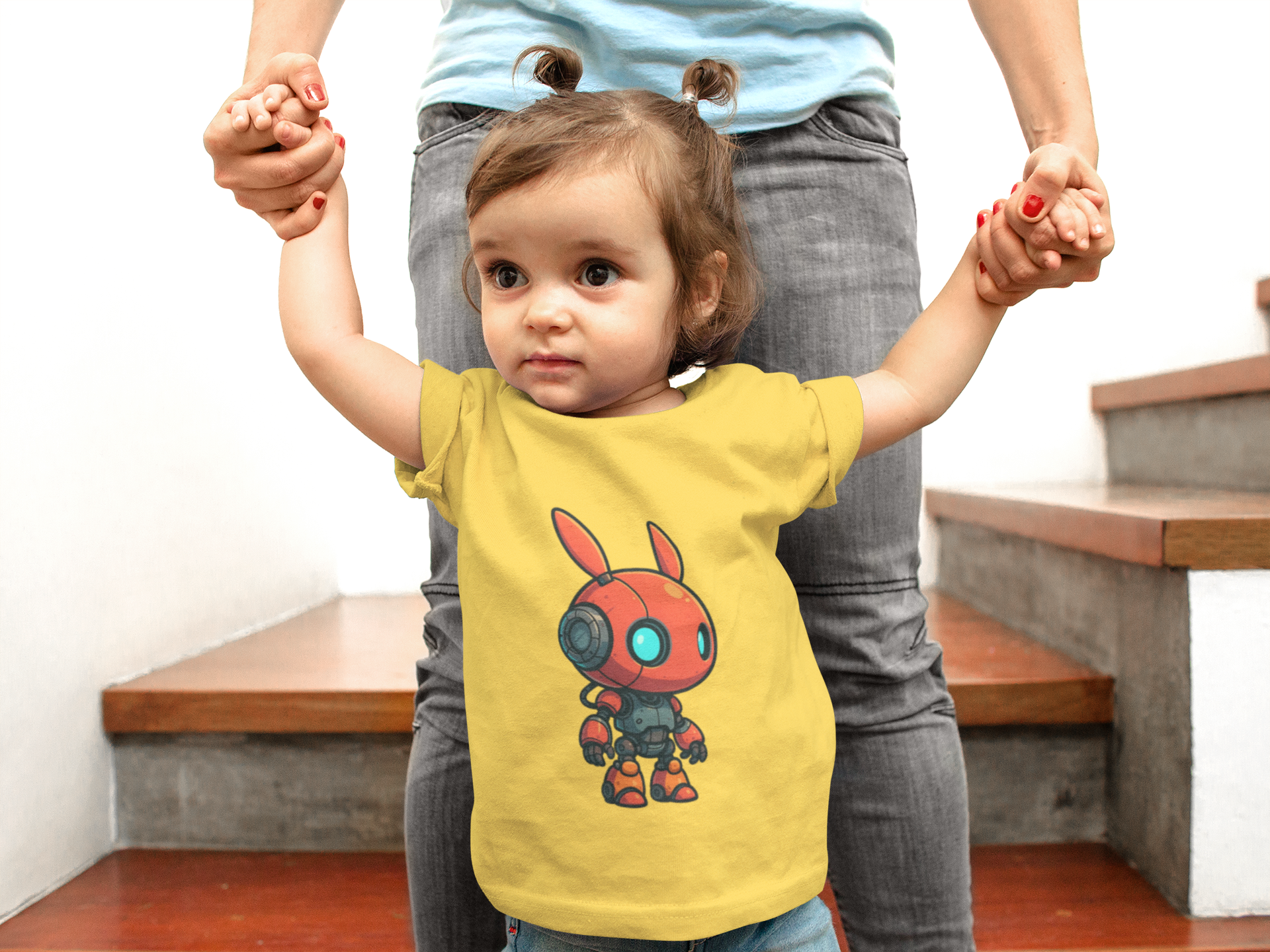 Happy RobotToddler T-shirt | Cute Sci-Fi Bunny Robot, Kids Tee